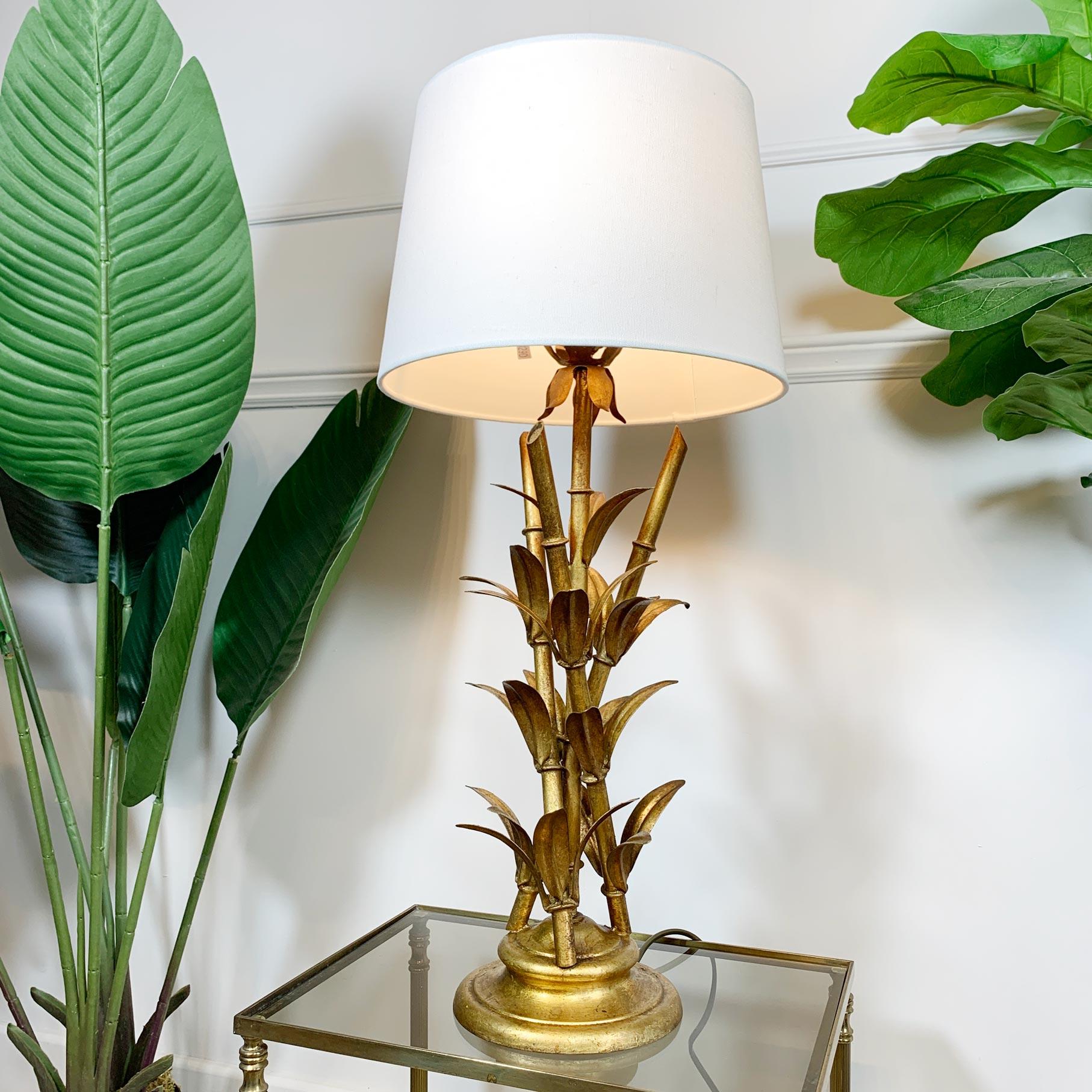 Italian Faux Bamboo Gilt Table Lamp, 1950’s For Sale 3
