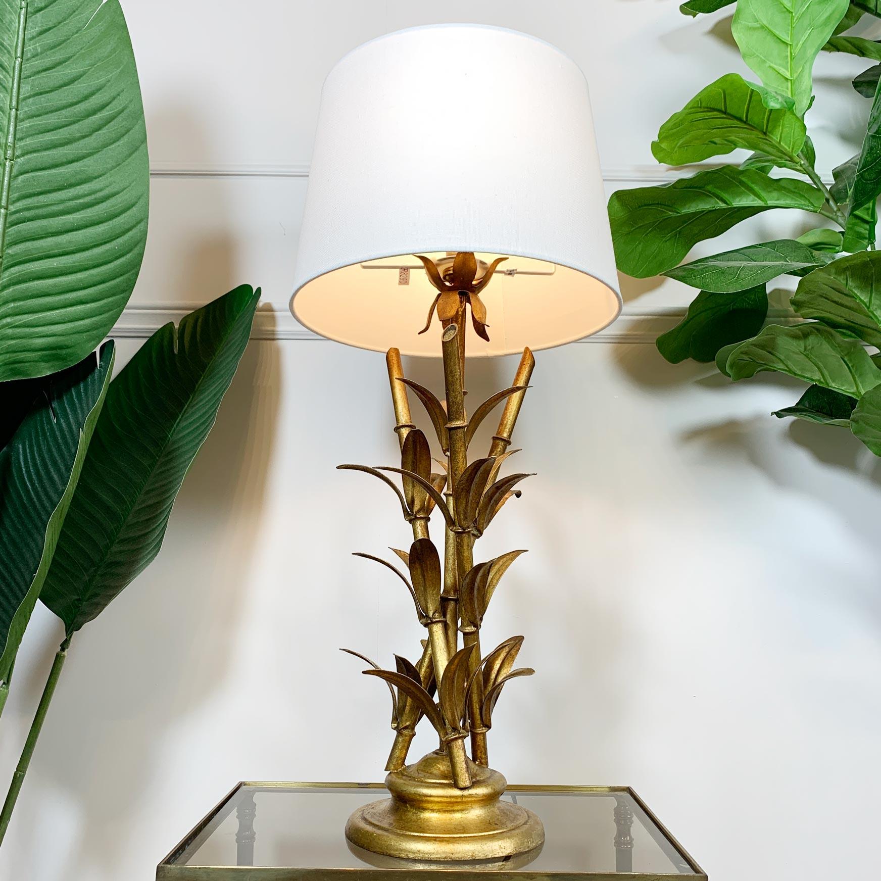 Italian Faux Bamboo Gilt Table Lamp, 1950’s For Sale 1