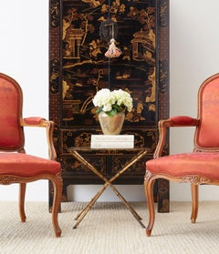 Italian Faux Bamboo Hollywood Regency Gilt Drinks Table