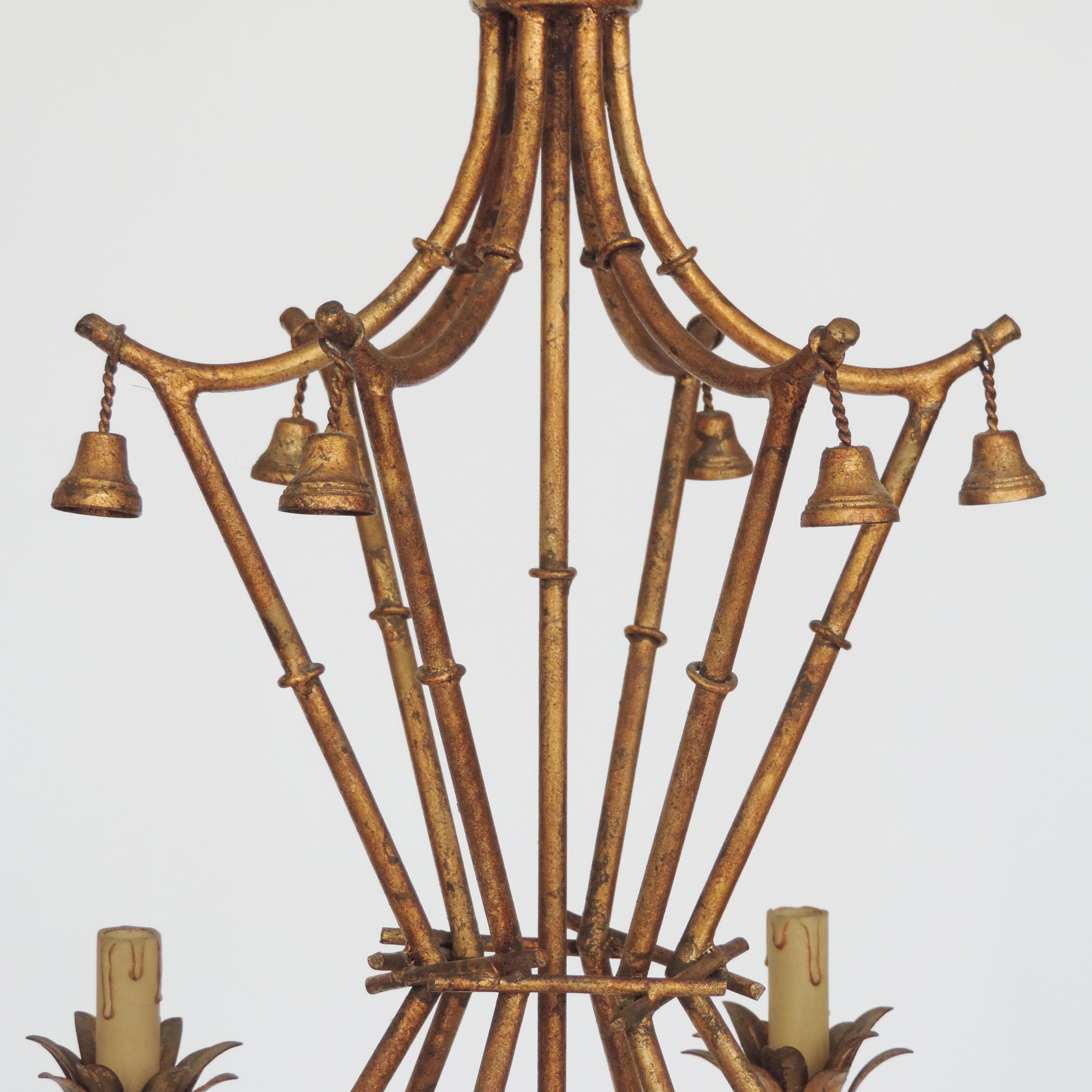 Italian Faux Bamboo Metal Ceiling Lamp, 1960s For Sale 1
