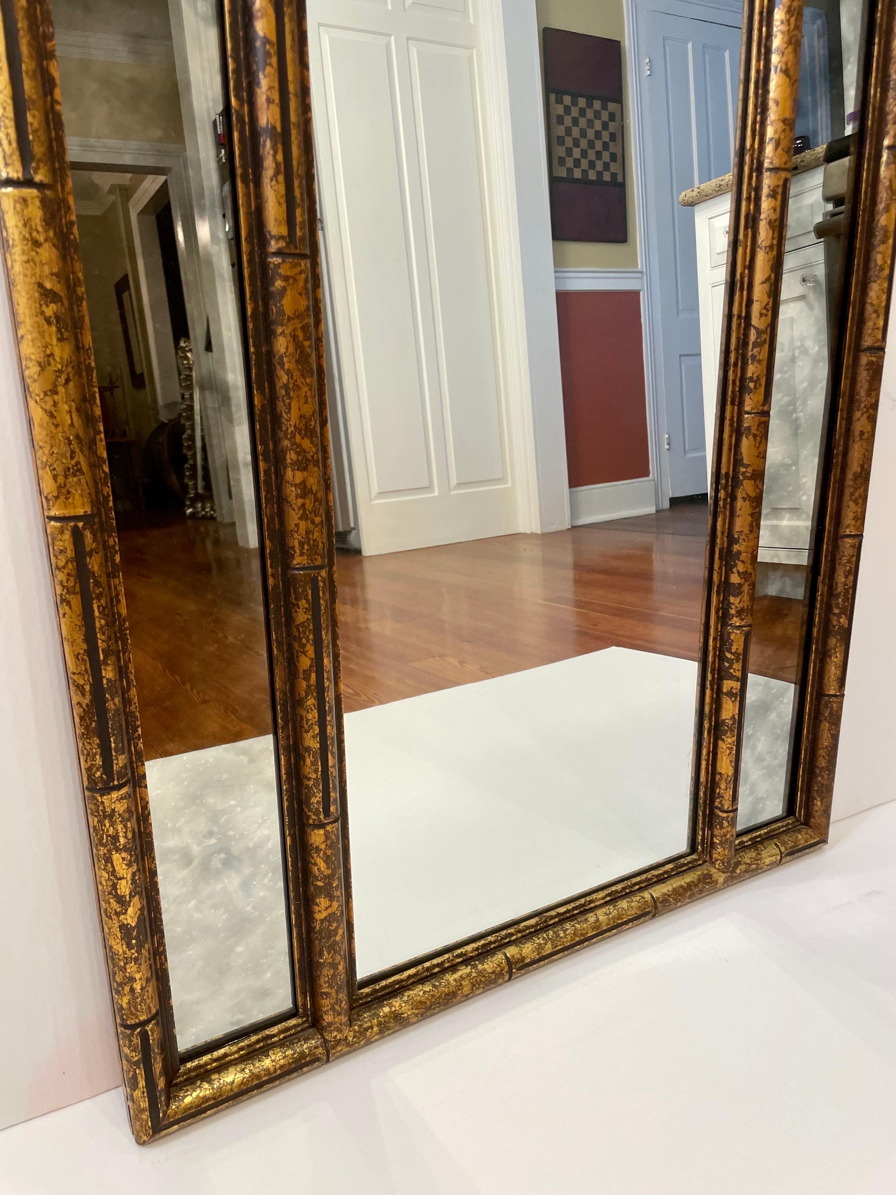 Gilt Italian Faux Bamboo Mirror For Sale