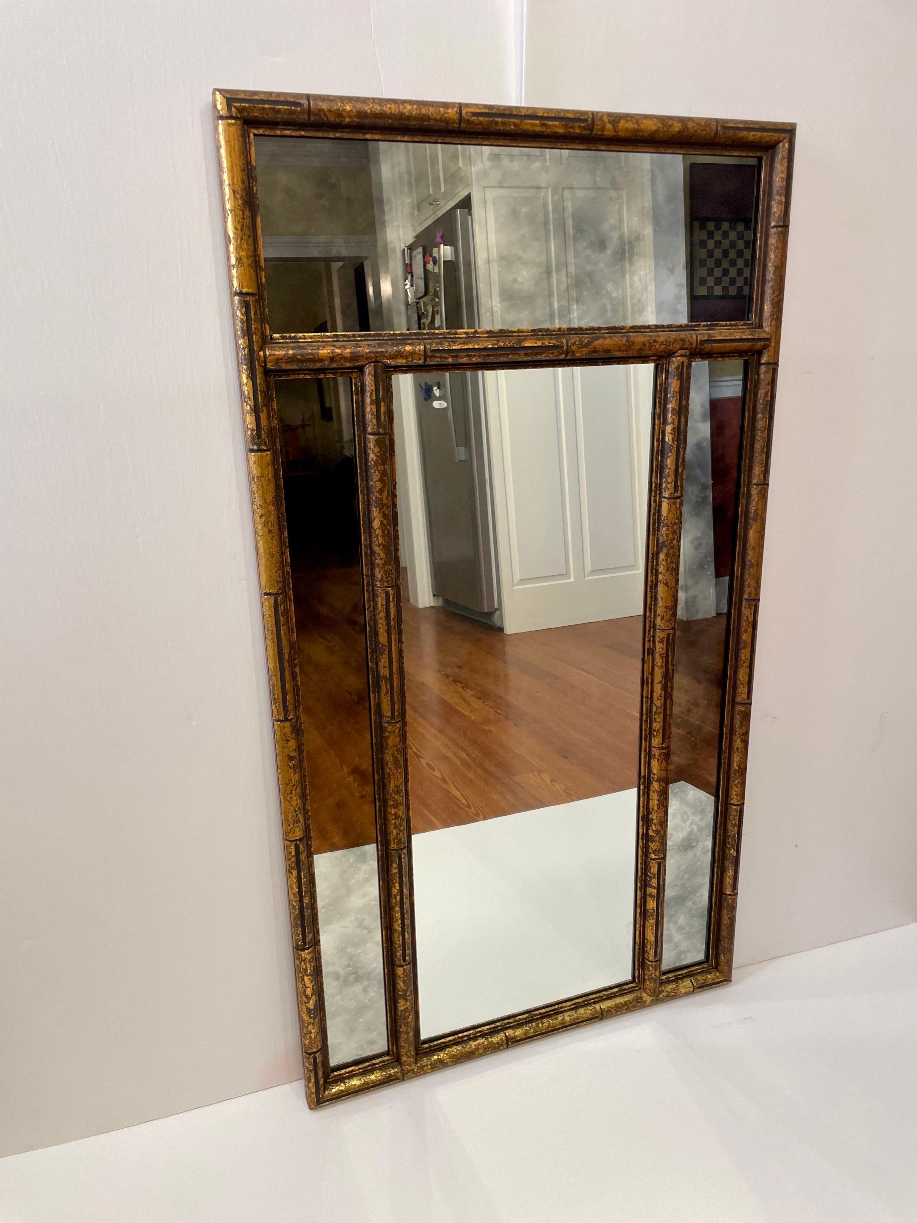 Wood Italian Faux Bamboo Mirror For Sale
