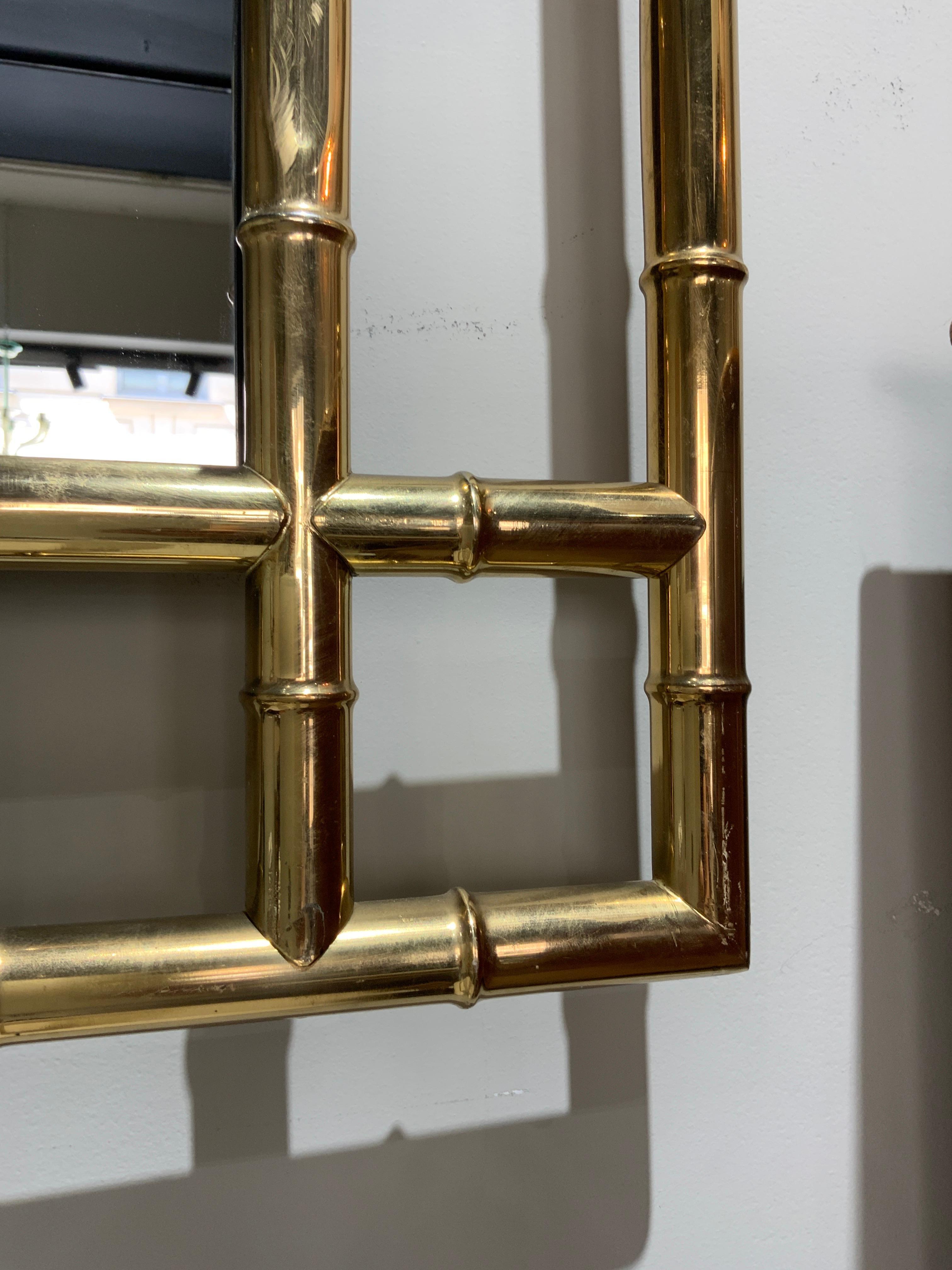 Italian Faux Bamboo Mirror in Brass circa 1970 In Good Condition For Sale In PARIS, FR