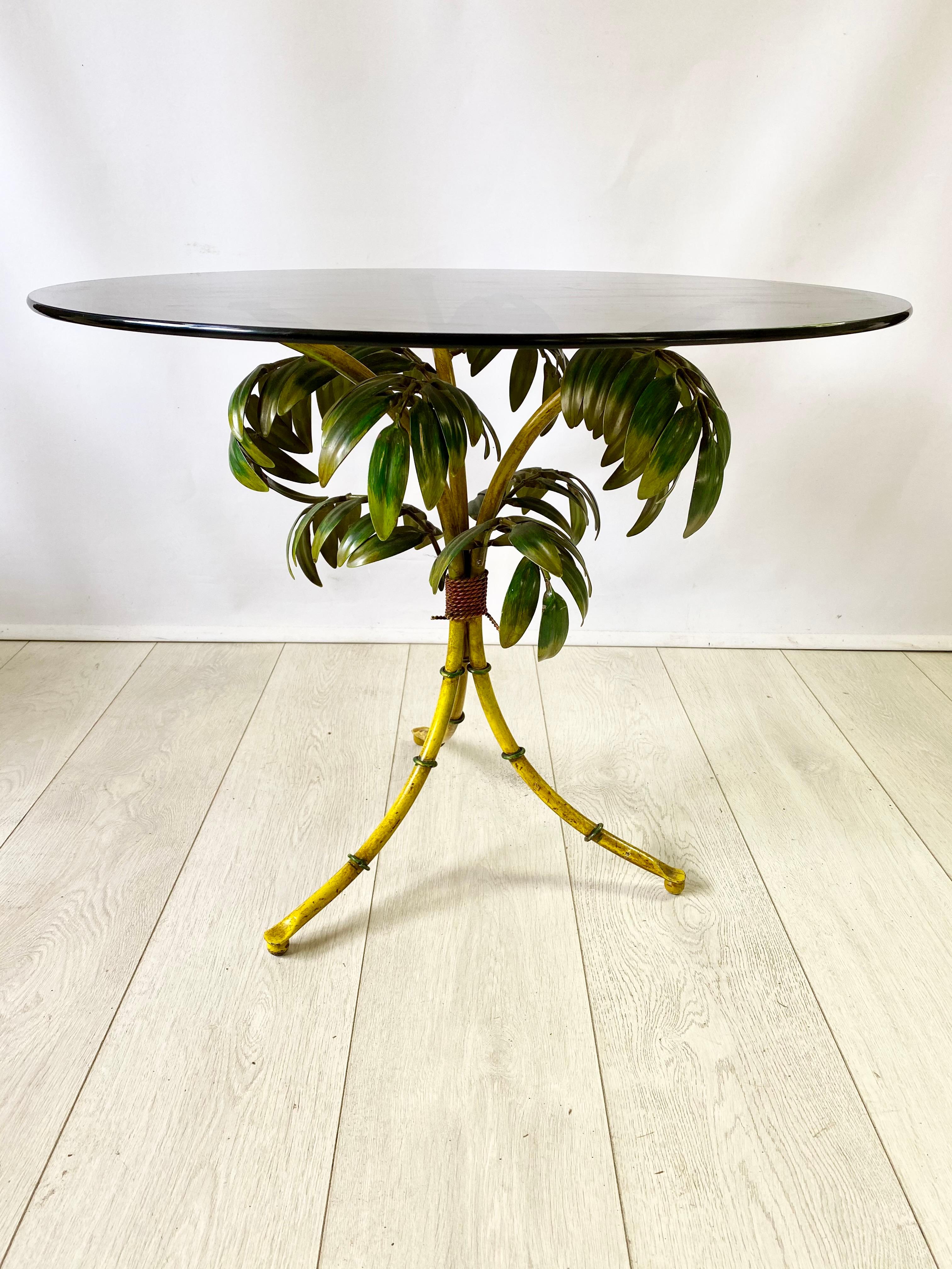 Italian Faux Bamboo & Palm Tole Table 1