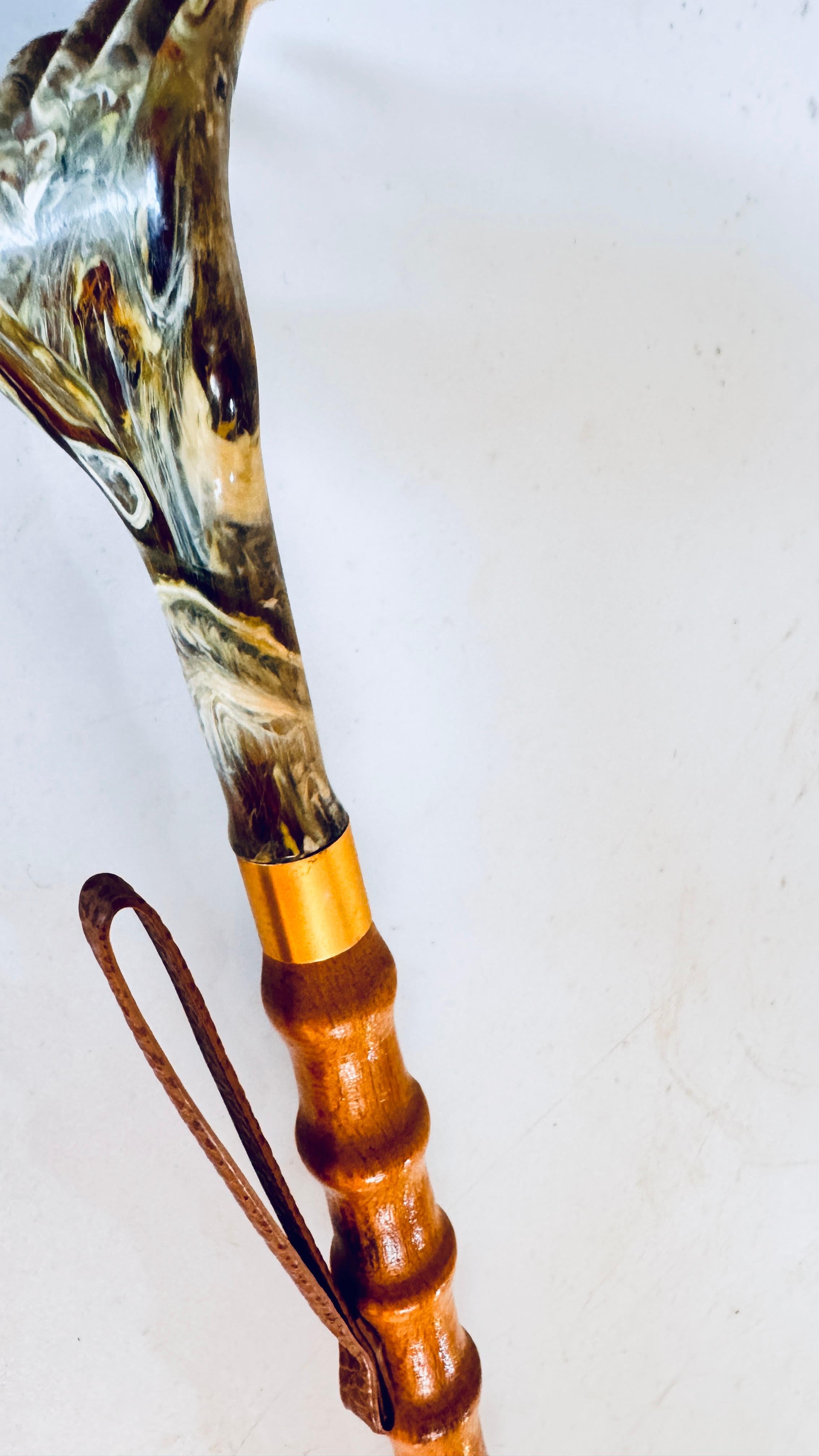 Italian Faux Bamboo Shoehorn and Backscratcher, Italy circa 1960, Brown Color 3
