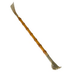 Italian Faux Bamboo Shoehorn and Backscratcher, Italy circa 1960, Brown Color