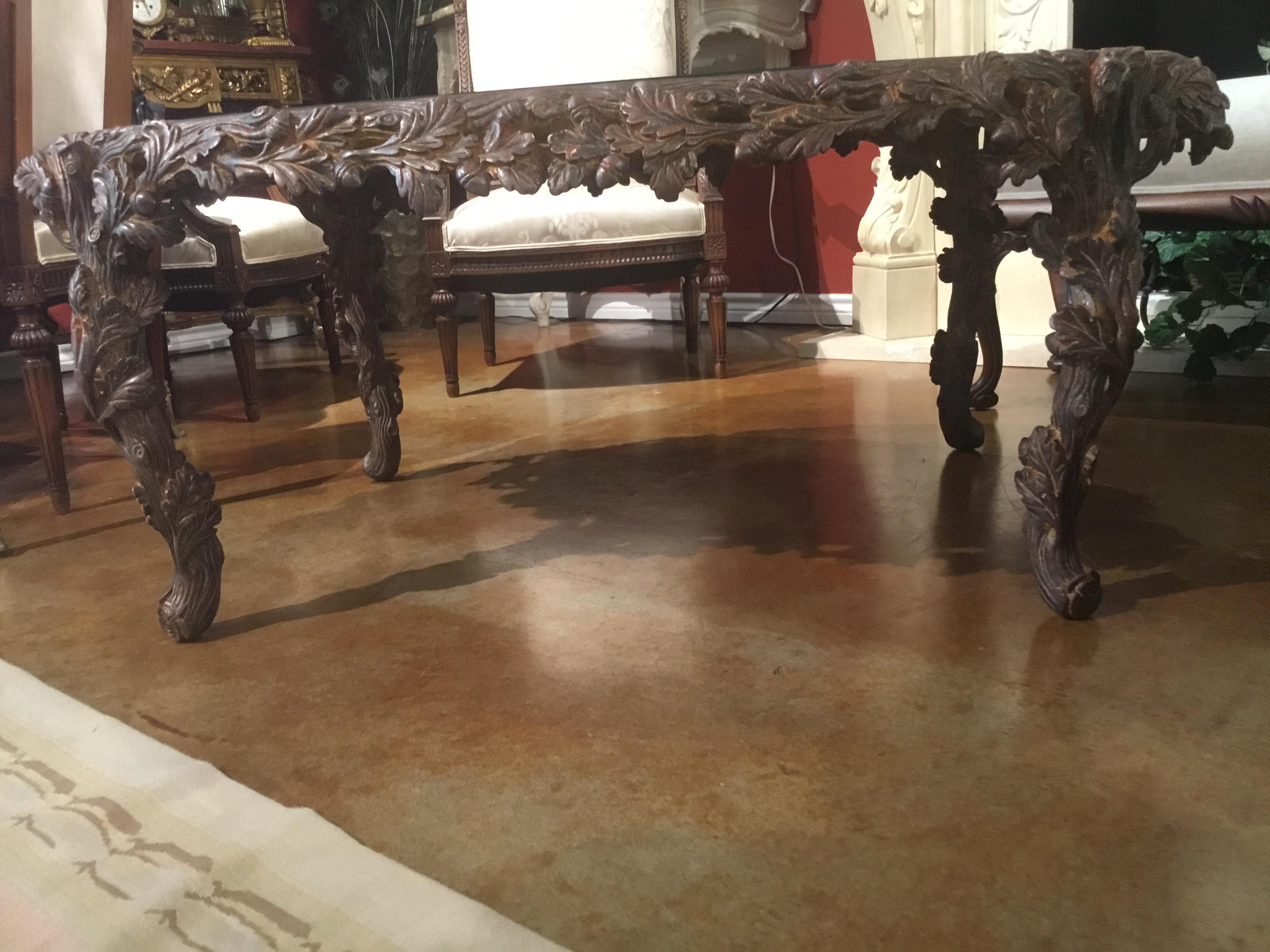 Italian Faux Bois Coffee Table with Bronze Antiqued Mirror Top, Oblong 3
