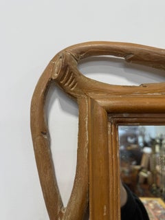 Italian Faux Bois Wall Mirror with Carved Wood Frame, Rustic Style