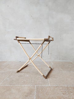 Italian Faux Ivory and Brass Folding Tray Table by Tommaso Barbi