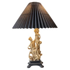 Lampe de bureau italienne Geisha en fausse ivoire par Amilcare Santini, années 1940