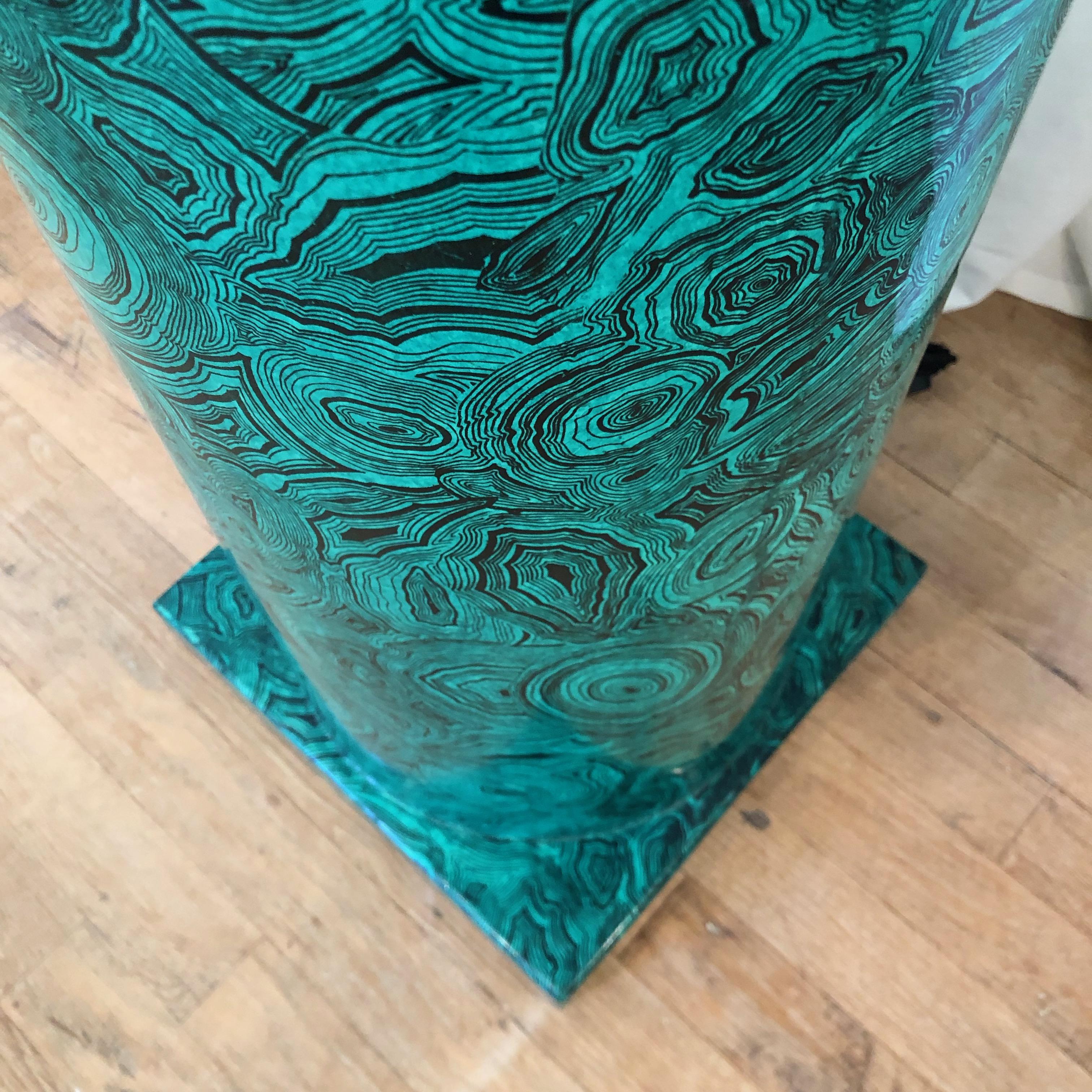 Paper Italian Faux Malachite Floor Lamp by Piero Fornasetti For Sale