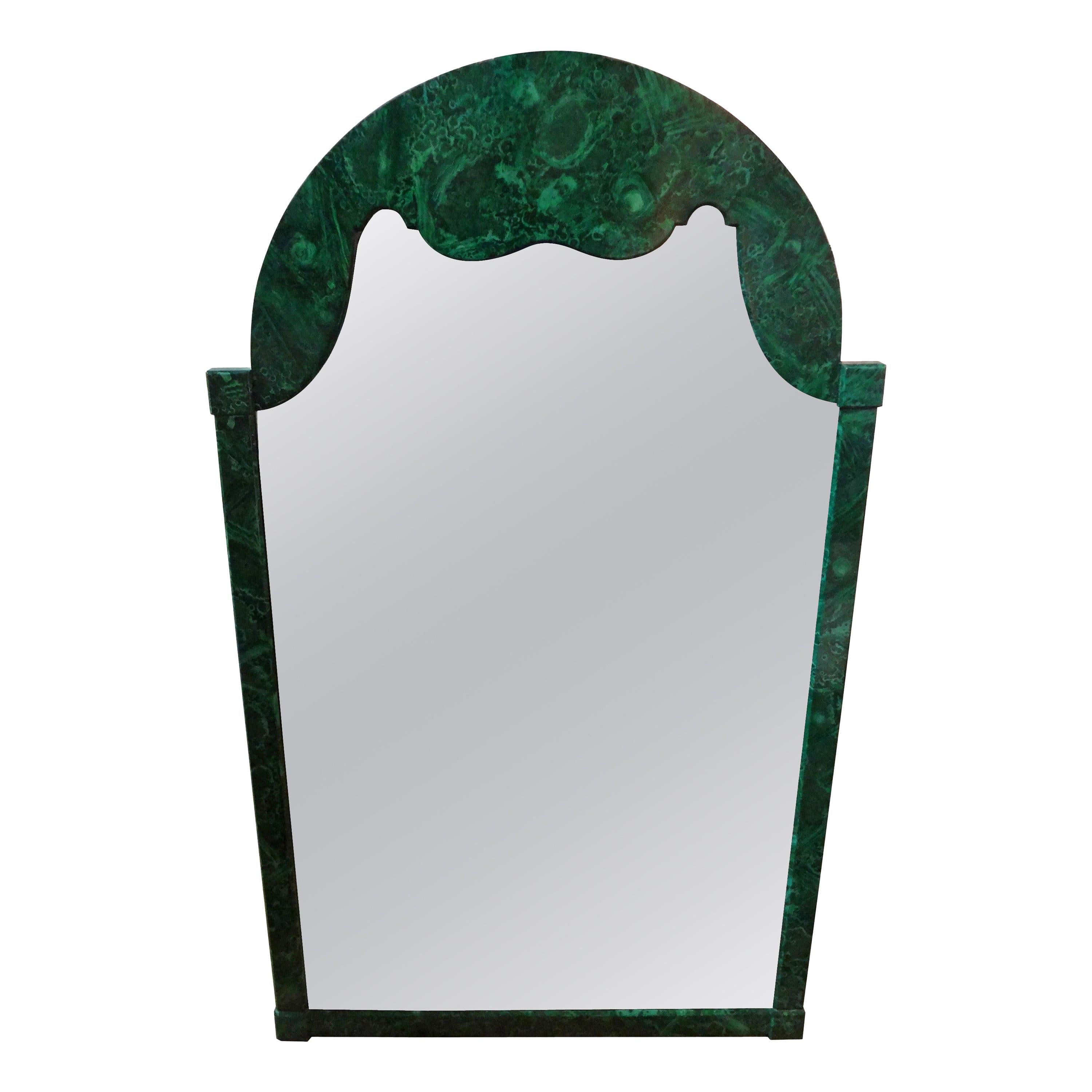 Italian Faux Malachite Lacquered Mirror, circa 1960