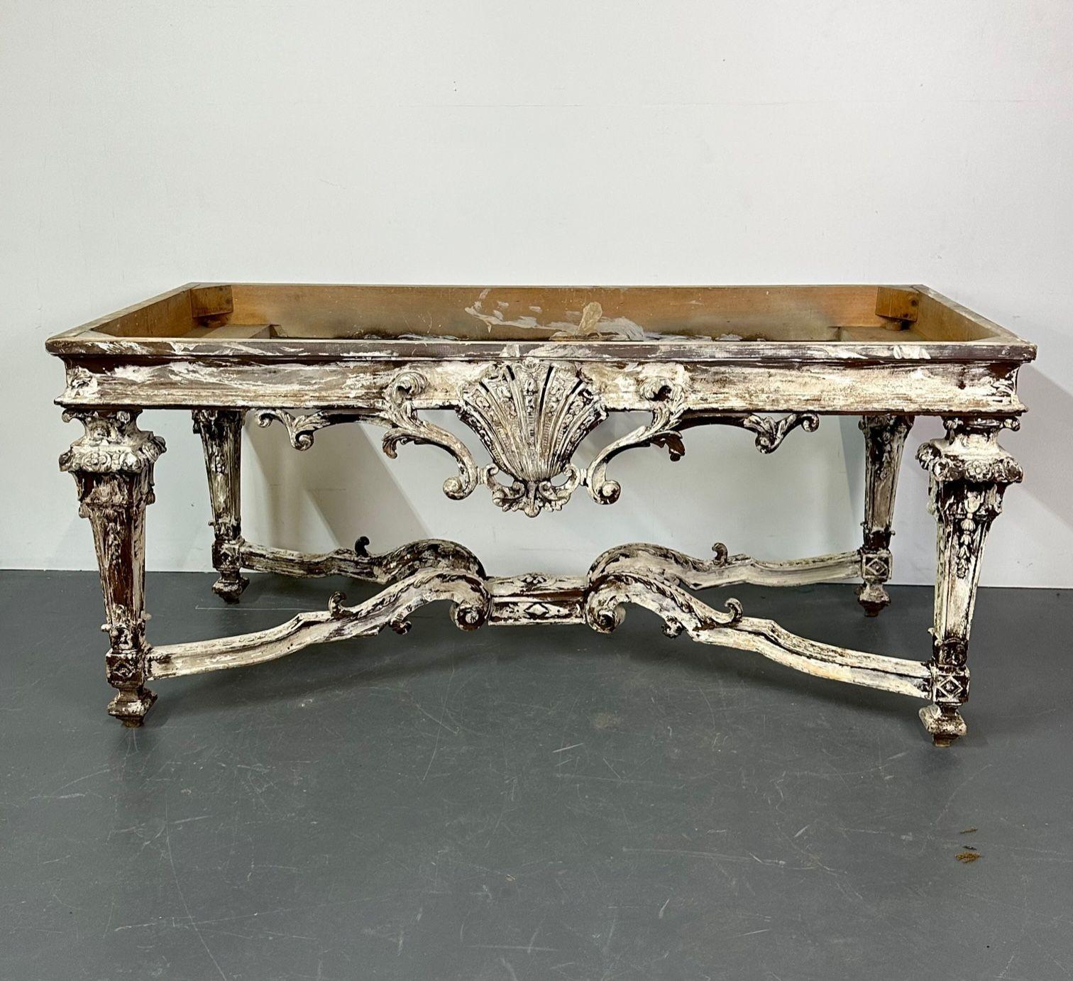 Italian Faux Marble Top Centre or Dining Table, Gustavian, Paint Distressed For Sale 1