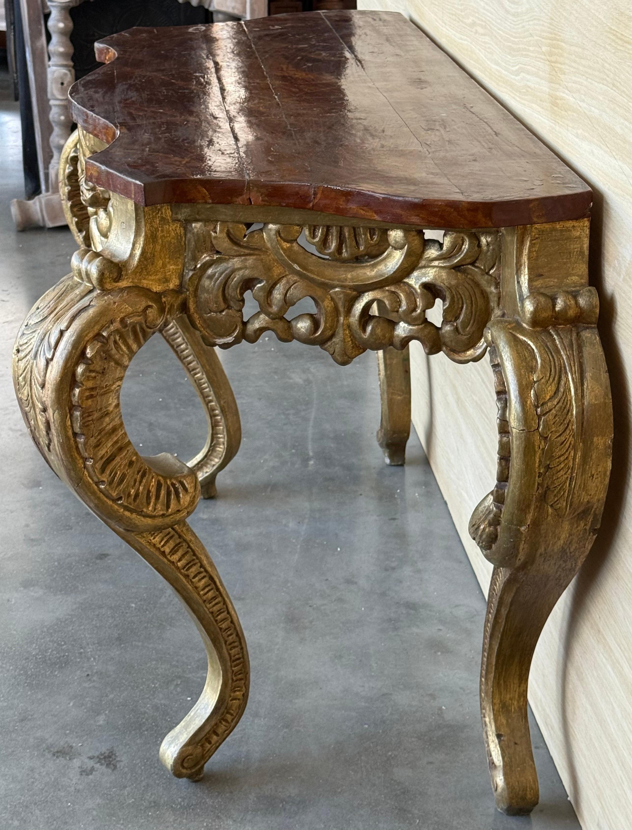 Italian Faux Marbleized Gilt Acanthus and Berry Console, Circa 1820 For Sale 4