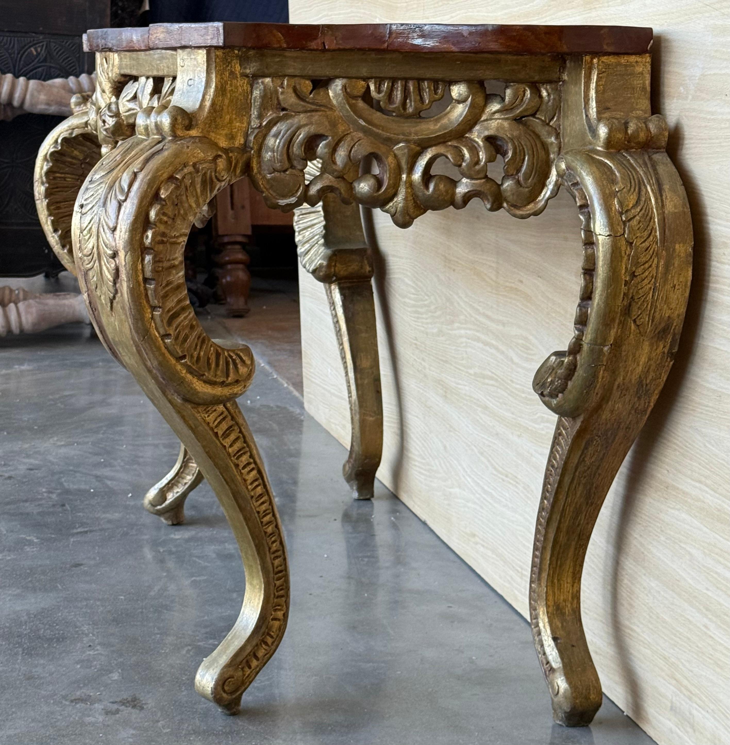Italian Faux Marbleized Gilt Acanthus and Berry Console, Circa 1820 For Sale 6