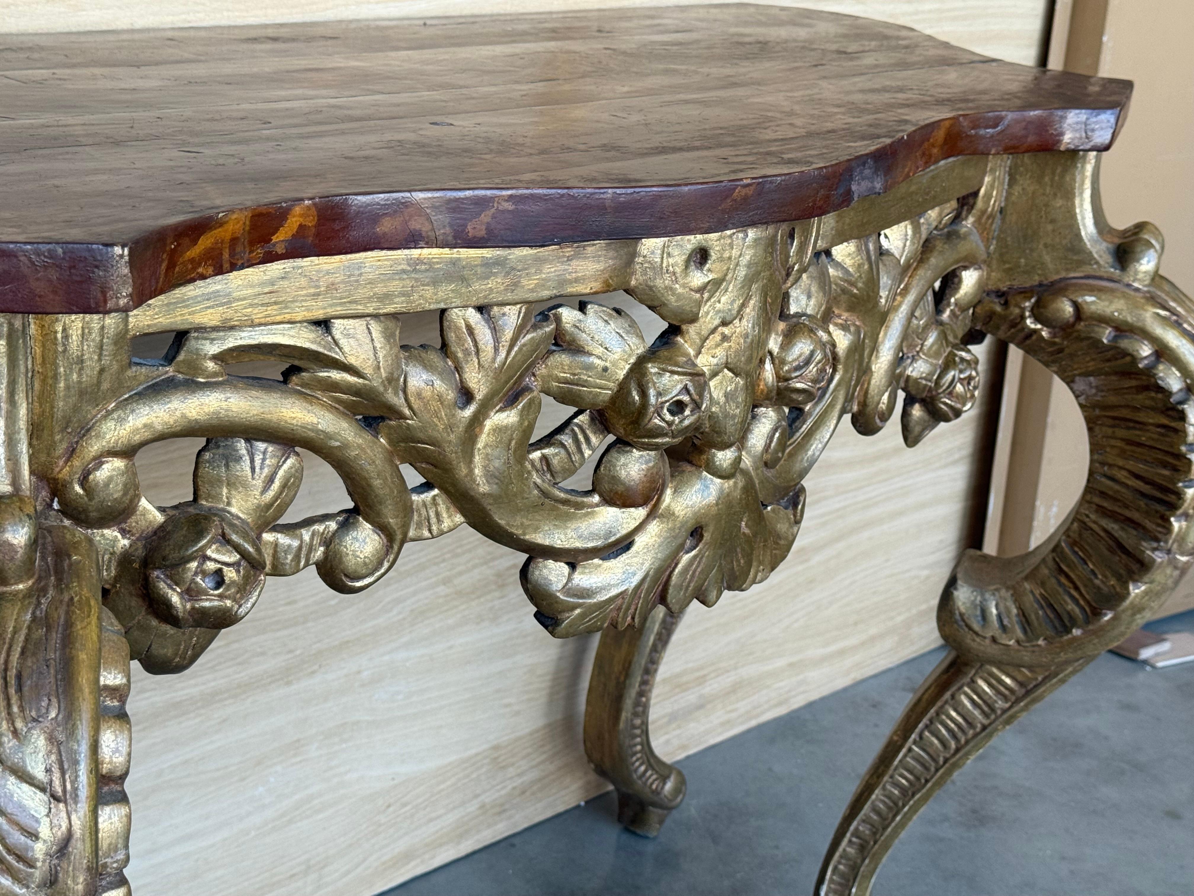 Italian Faux Marbleized Gilt Acanthus and Berry Console, Circa 1820 For Sale 3