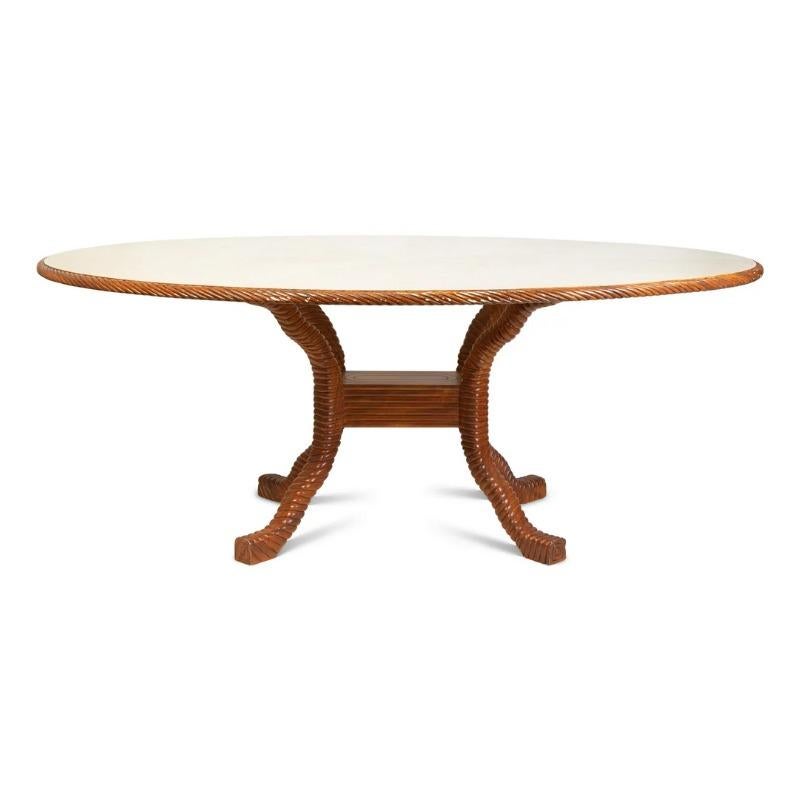 Mid-Century Modern Italian Faux-Painted and Rope Carved Dining Table For Sale