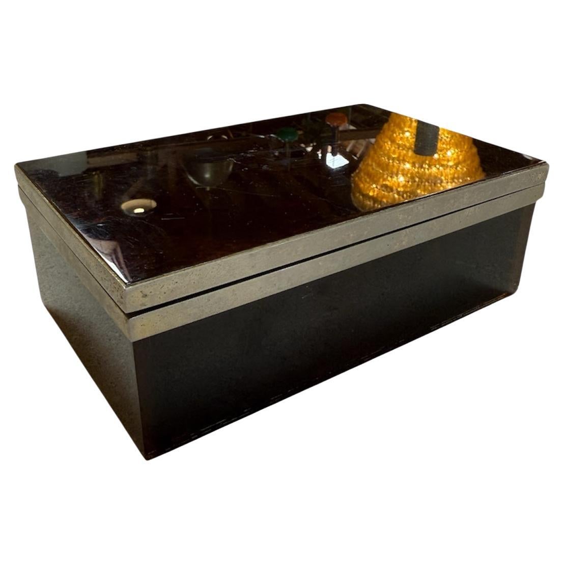 Italian Faux Tortoiseshell and Brass Box, 1970s For Sale