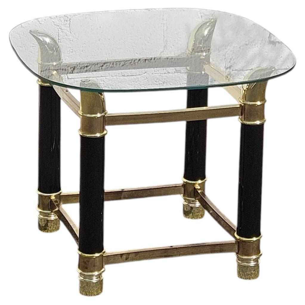 Italian Faux Tusk Glass Side Table-Tommaso Barbi Style-80s
