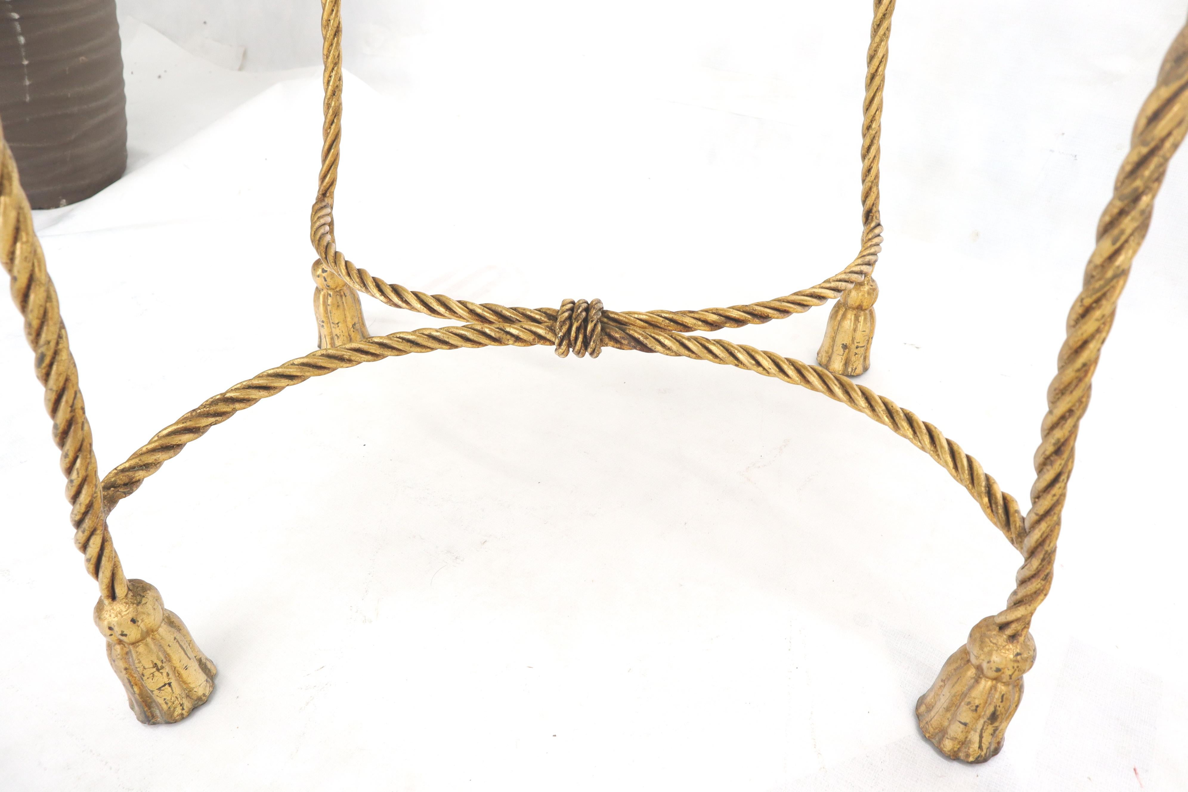 20th Century Italian Faux Twisted Rope Gold Gilt Metal Bench For Sale