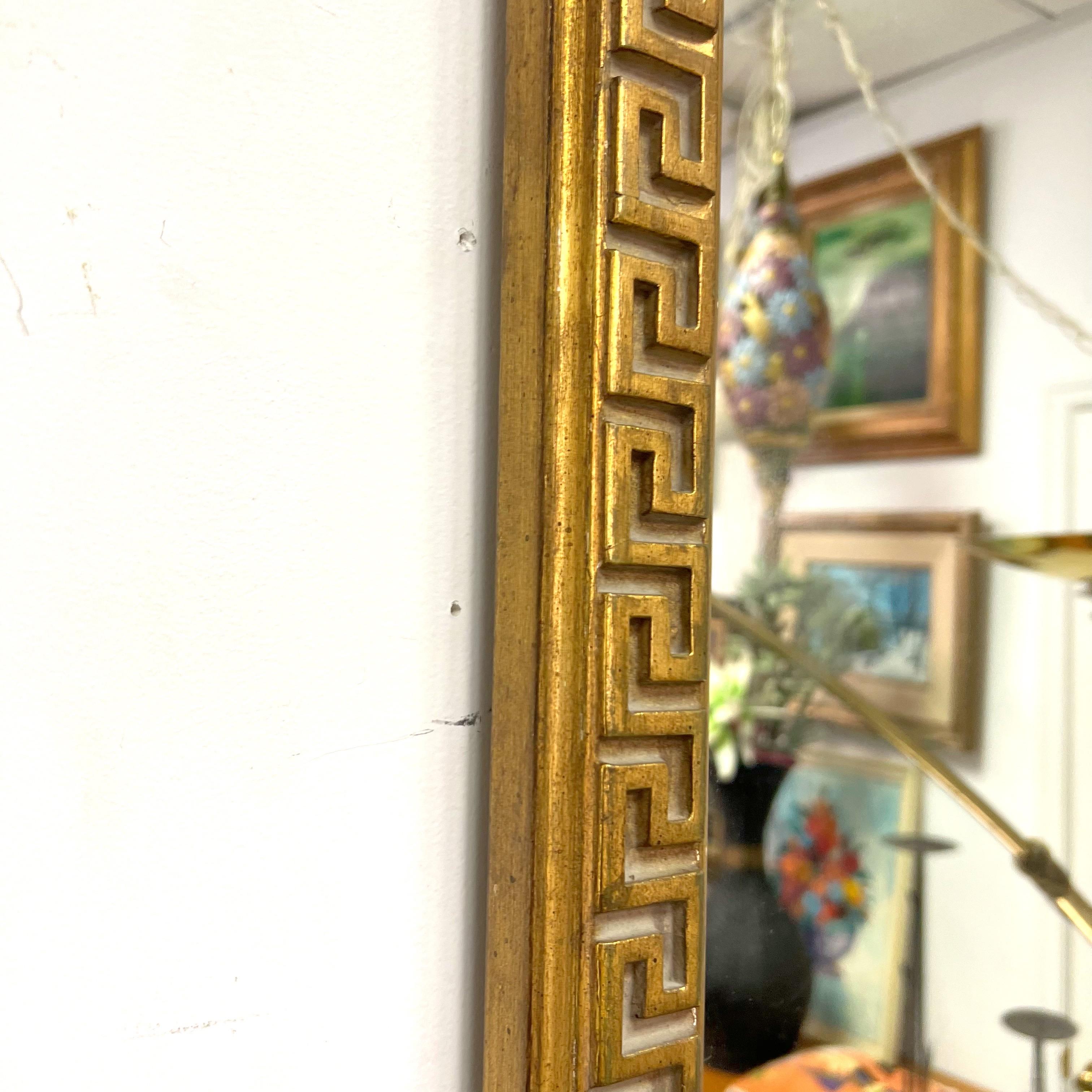 Mid-20th Century Italian Federal Style Greek Key Giltwood Borghese Wall Mirror