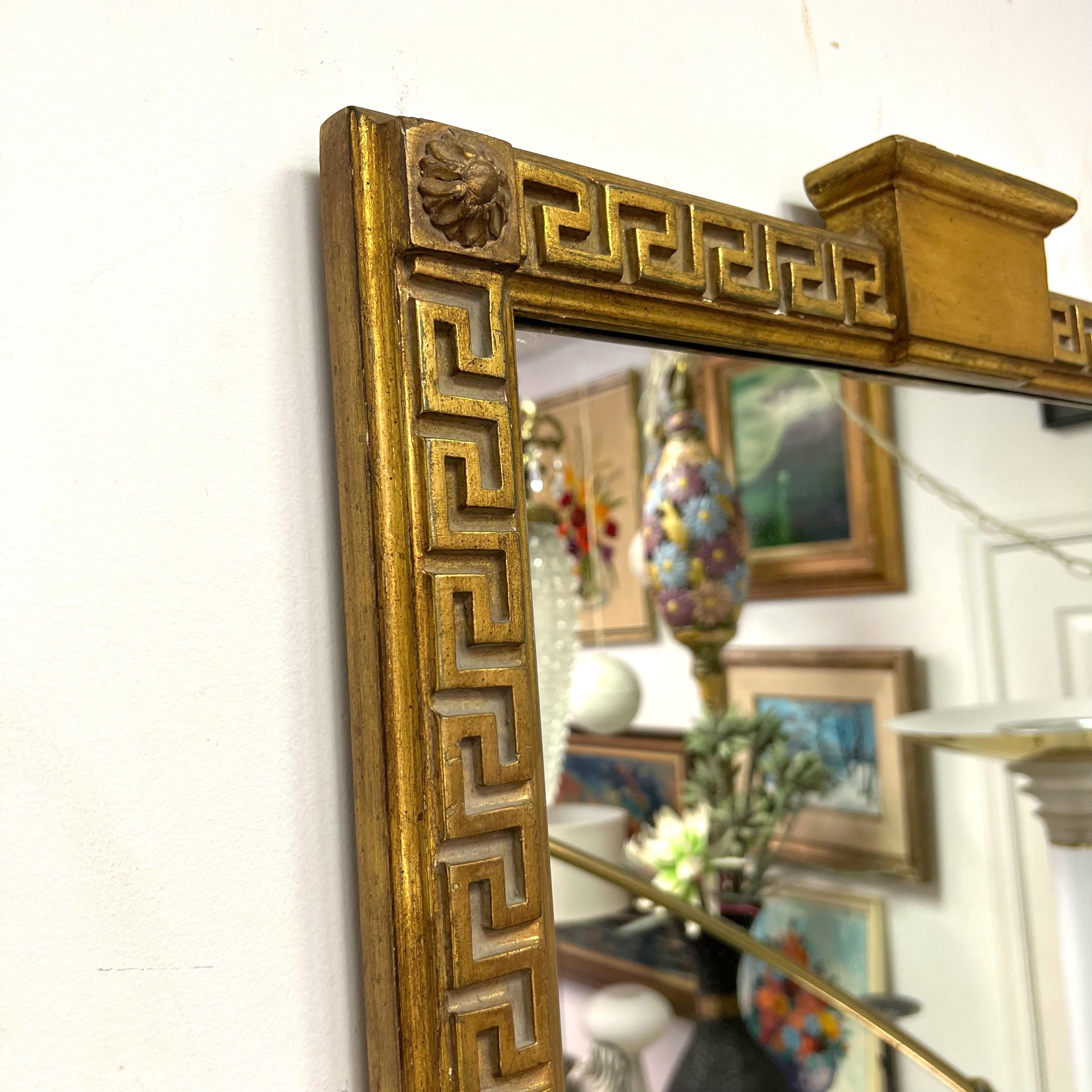 Italian Federal Style Greek Key Giltwood Borghese Wall Mirror 1