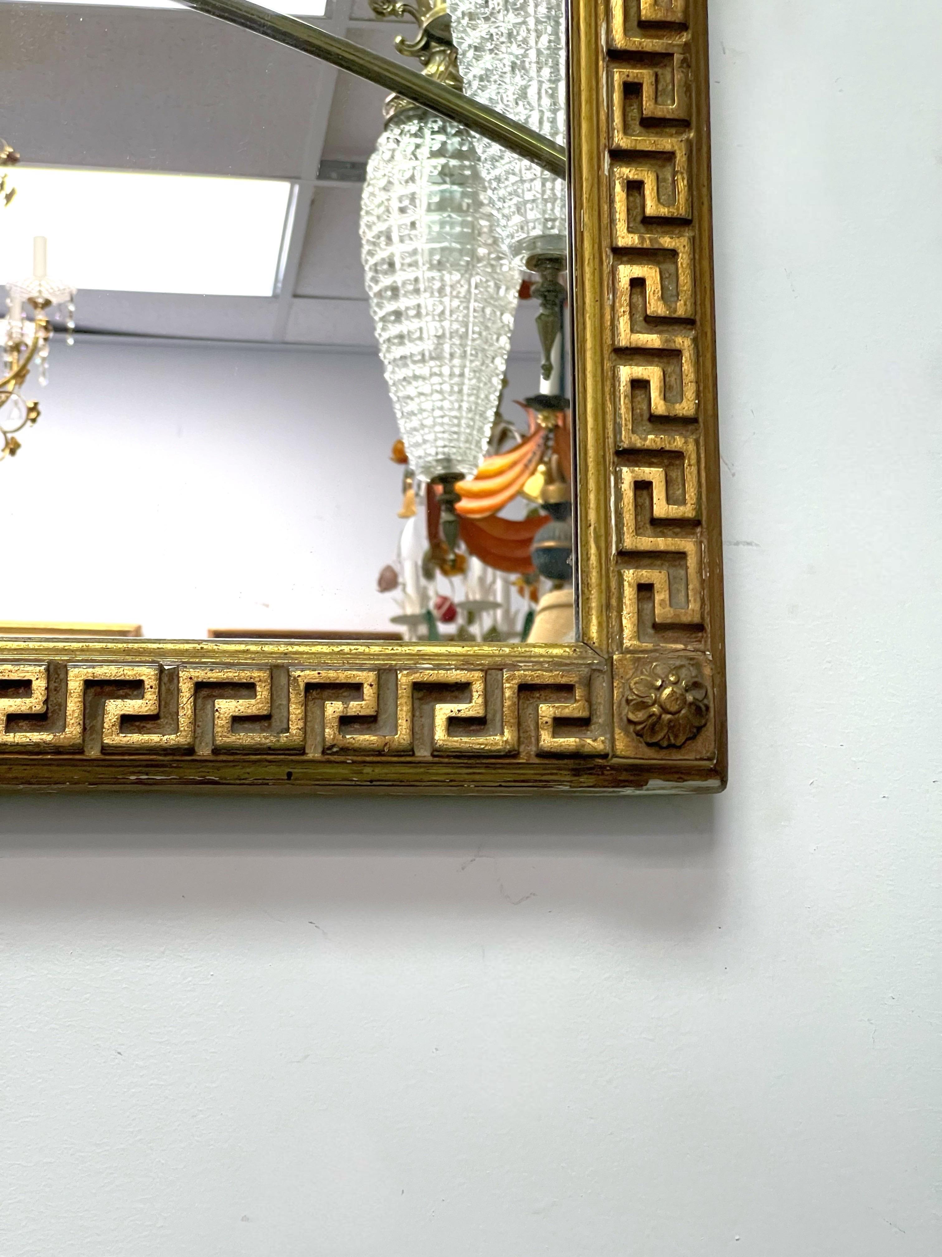 Italian Federal Style Greek Key Giltwood Borghese Wall Mirror 2