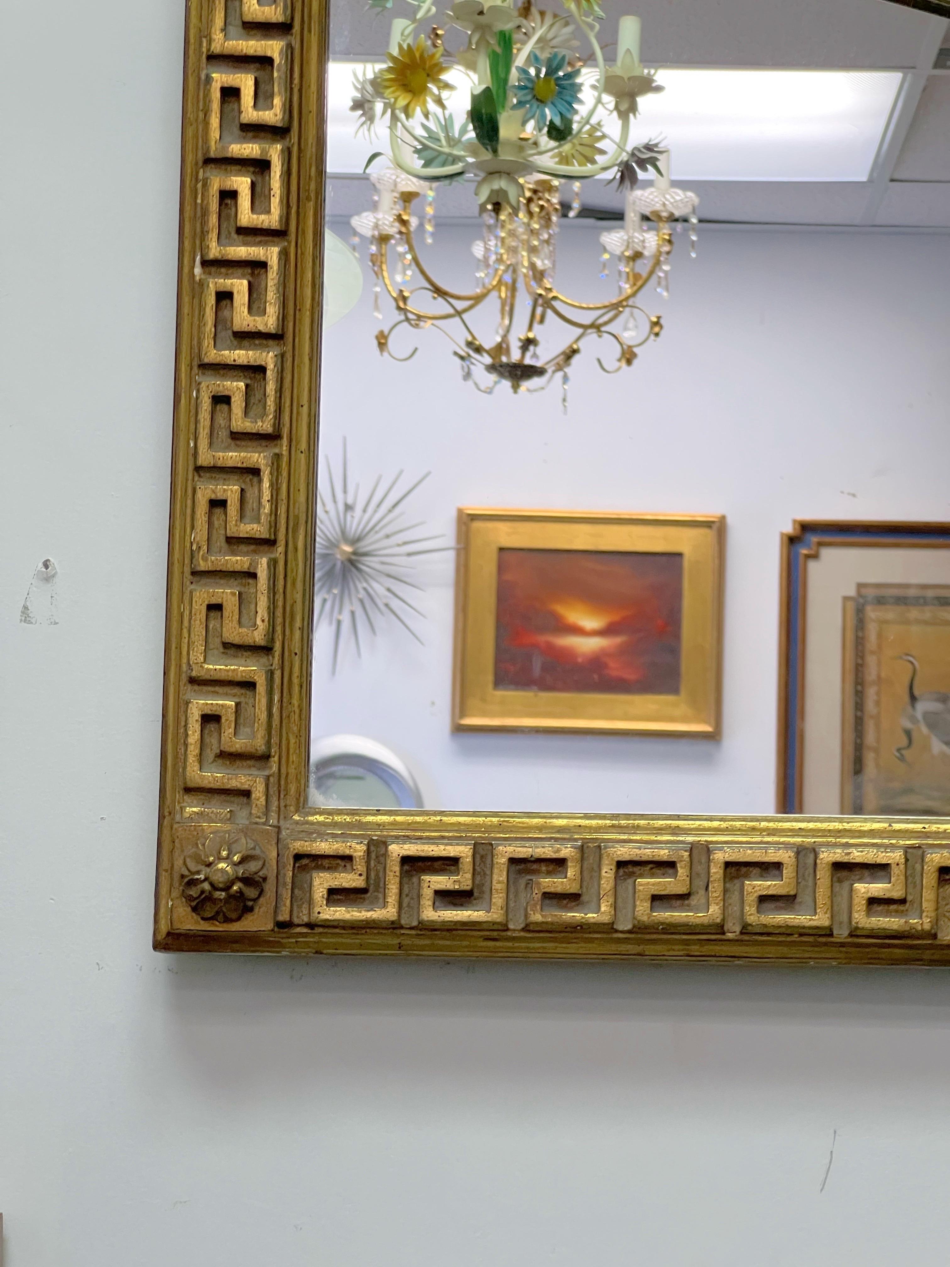 Italian Federal Style Greek Key Giltwood Borghese Wall Mirror 3