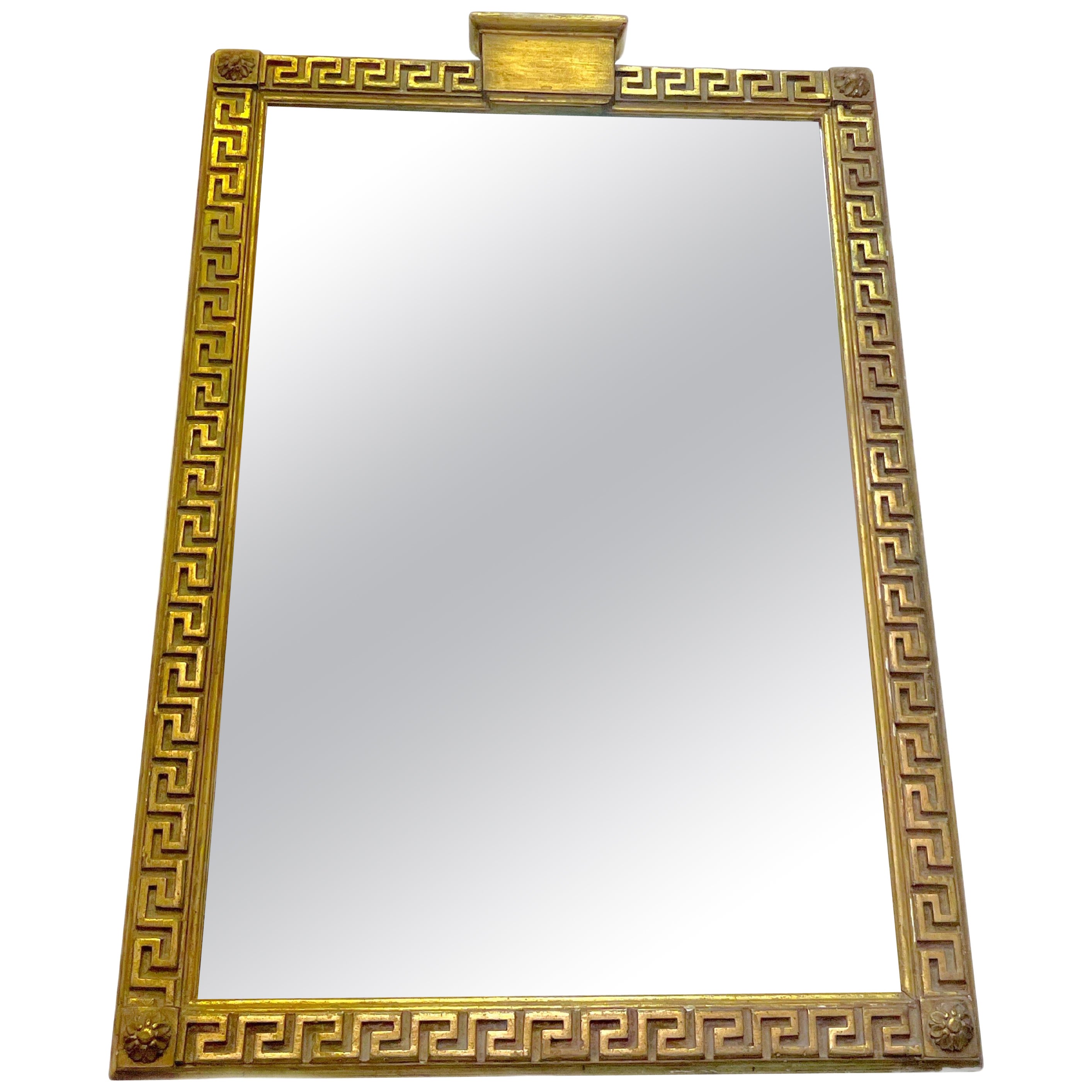 Italian Federal Style Greek Key Giltwood Borghese Wall Mirror