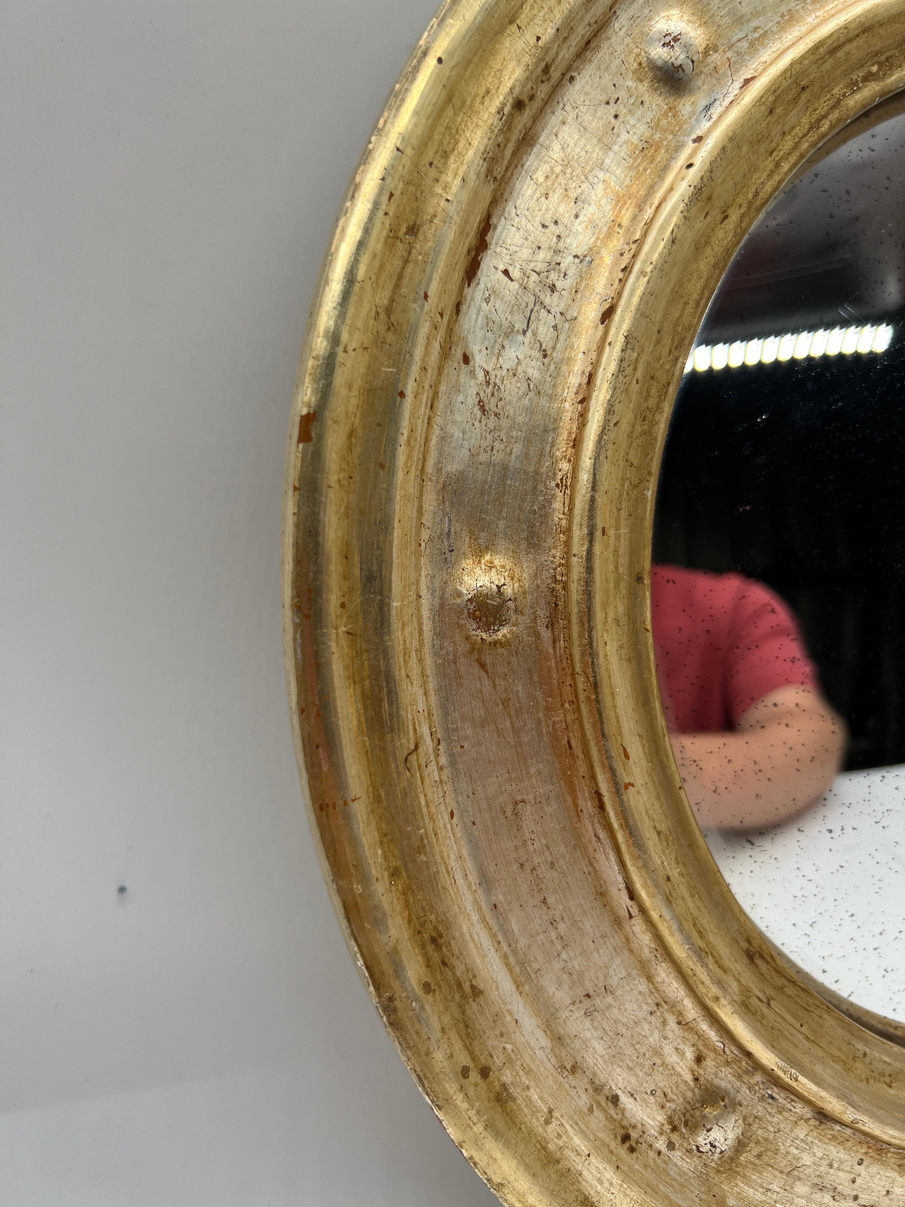Italian Federal Style Silver Gilt Convex Wall Mirror. Vintage mirror with stunning detail and quality.