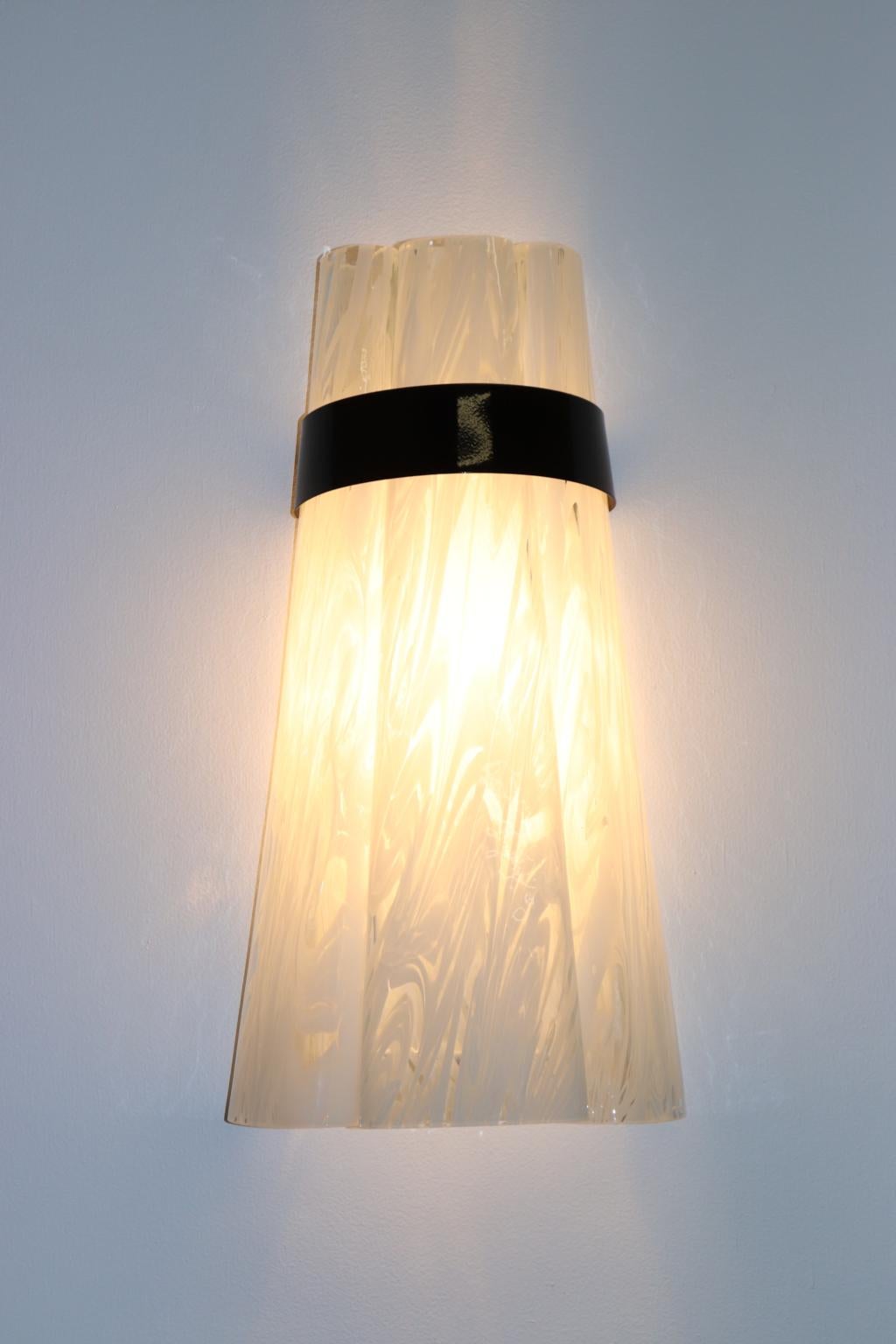 Mid-Century Modern Italian Federica Marangoni Wall Lamp Murano Glass Transparent 