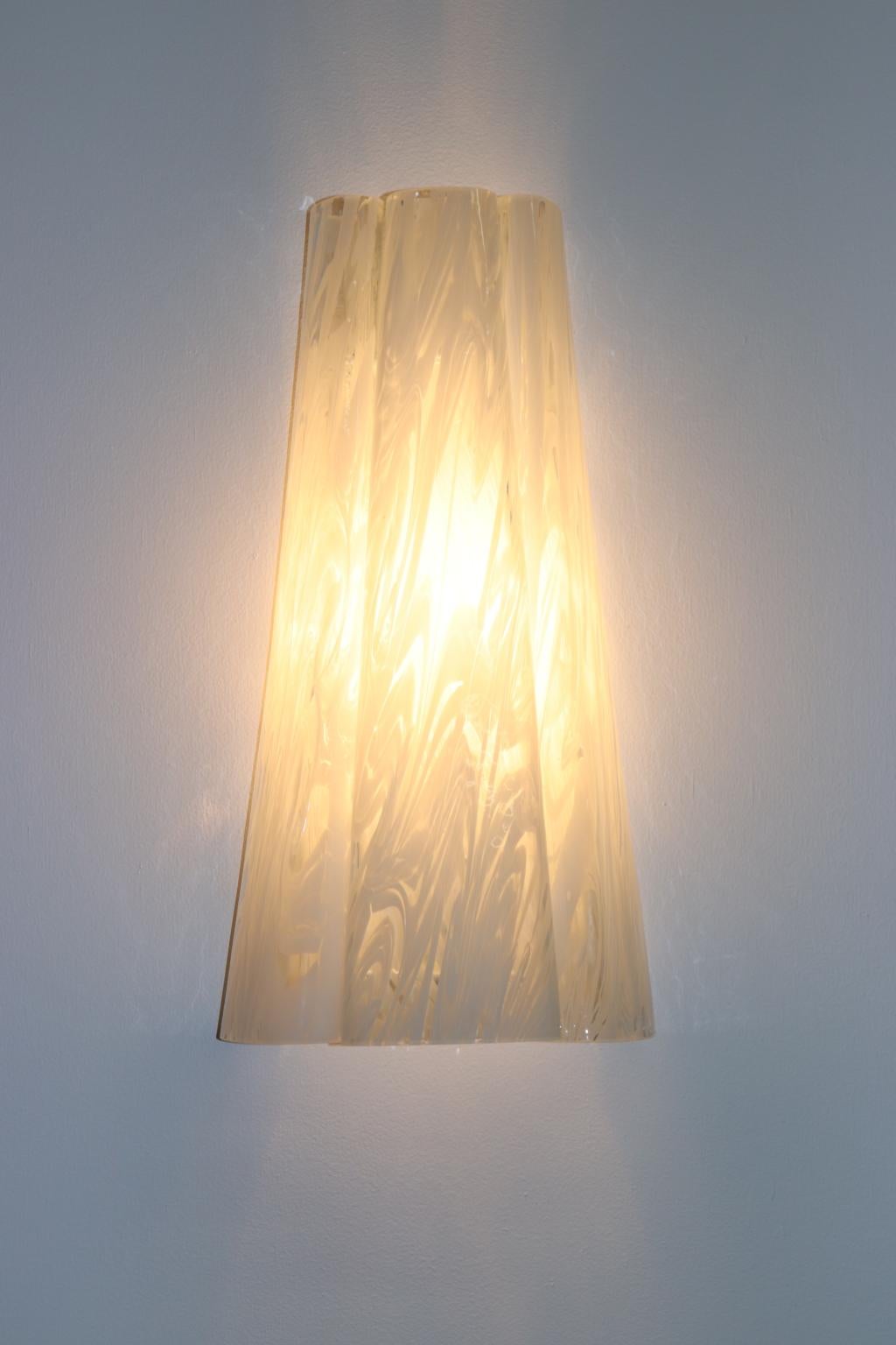 Italian Federica Marangoni Wall Lamp Murano Glass Transparent 