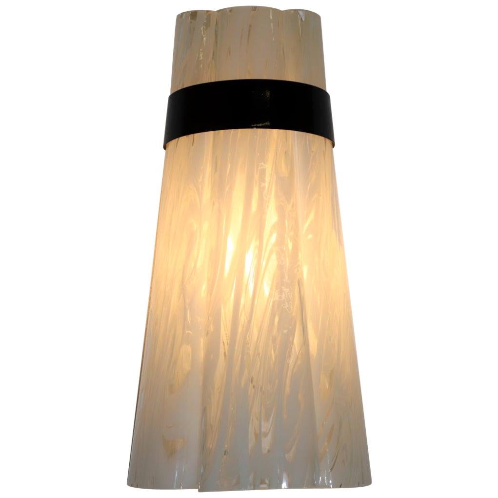 Italian Federica Marangoni Wall Lamp Murano Glass Transparent "Variegato" White For Sale