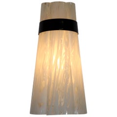 Italian Federica Marangoni Wall Lamp Murano Glass Transparent "Variegato" White