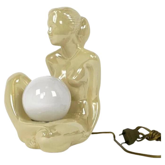 Italian Female Figure Ceramic Lamp