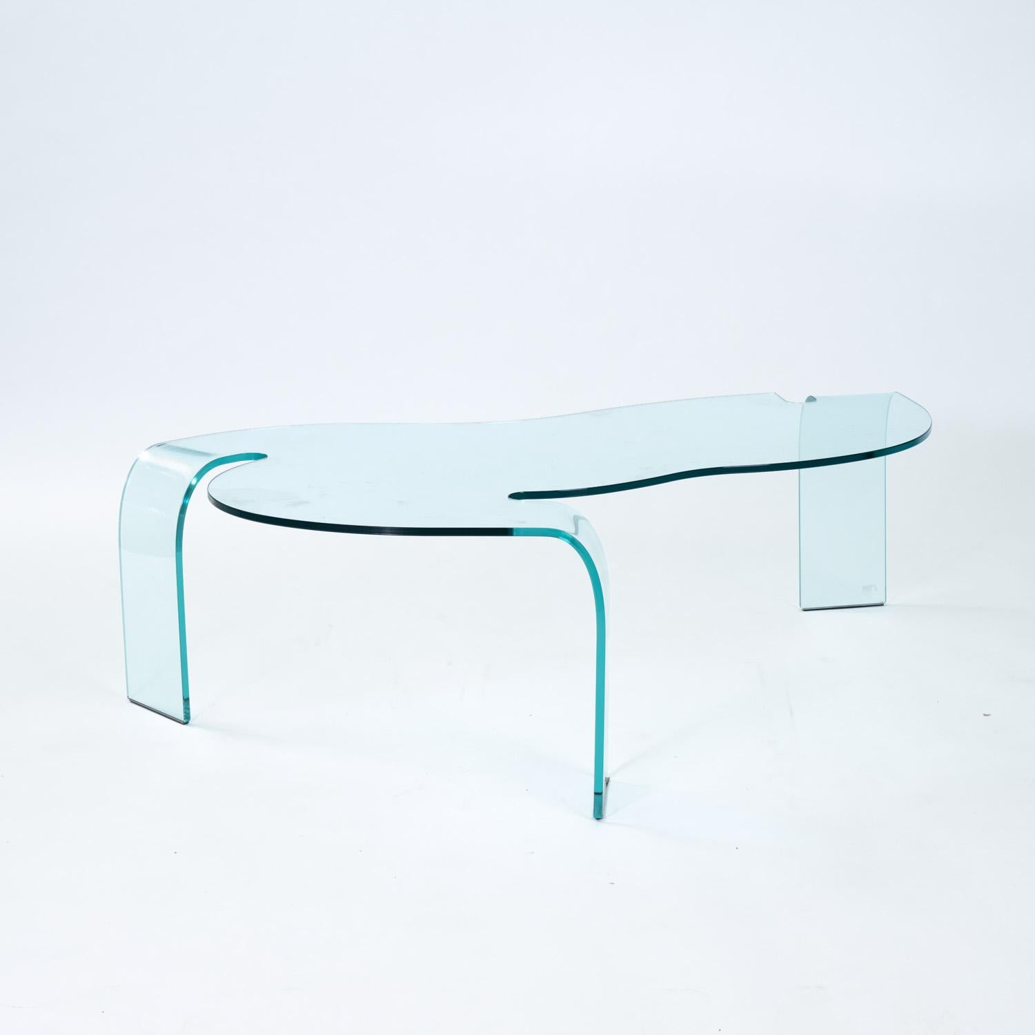 Glass Italian Fiam bended glass Coffeetable by Hans Von Klier