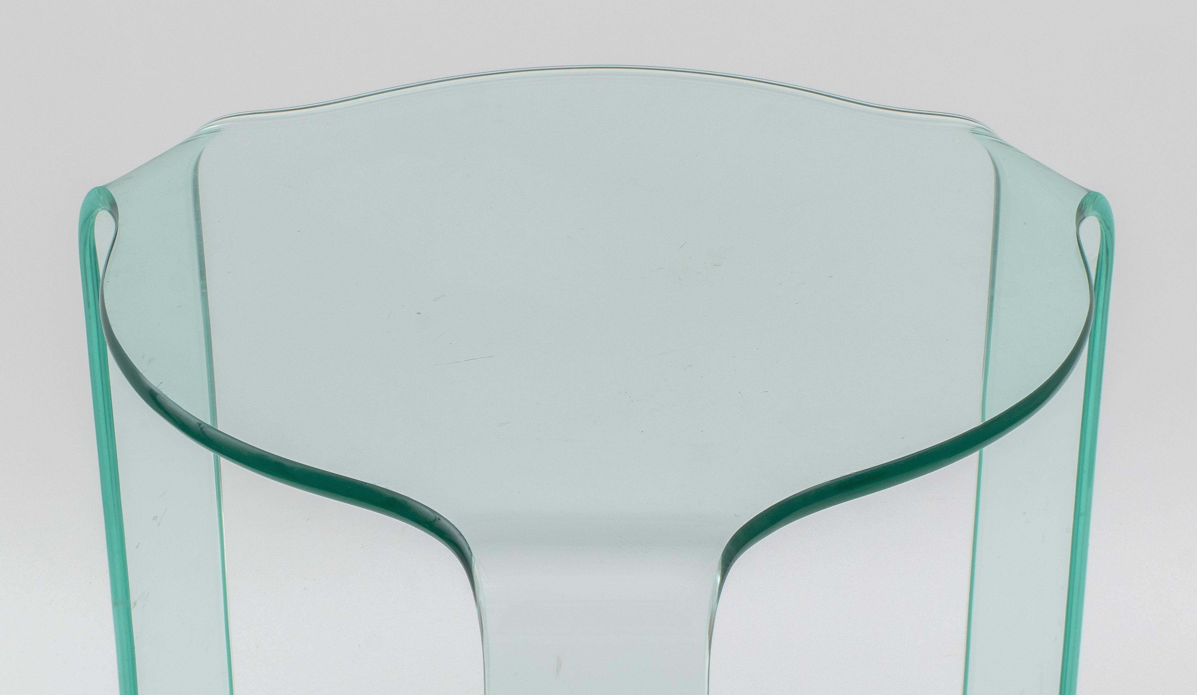 Italian Fiam Modern Glass Side Tables, Pair 1