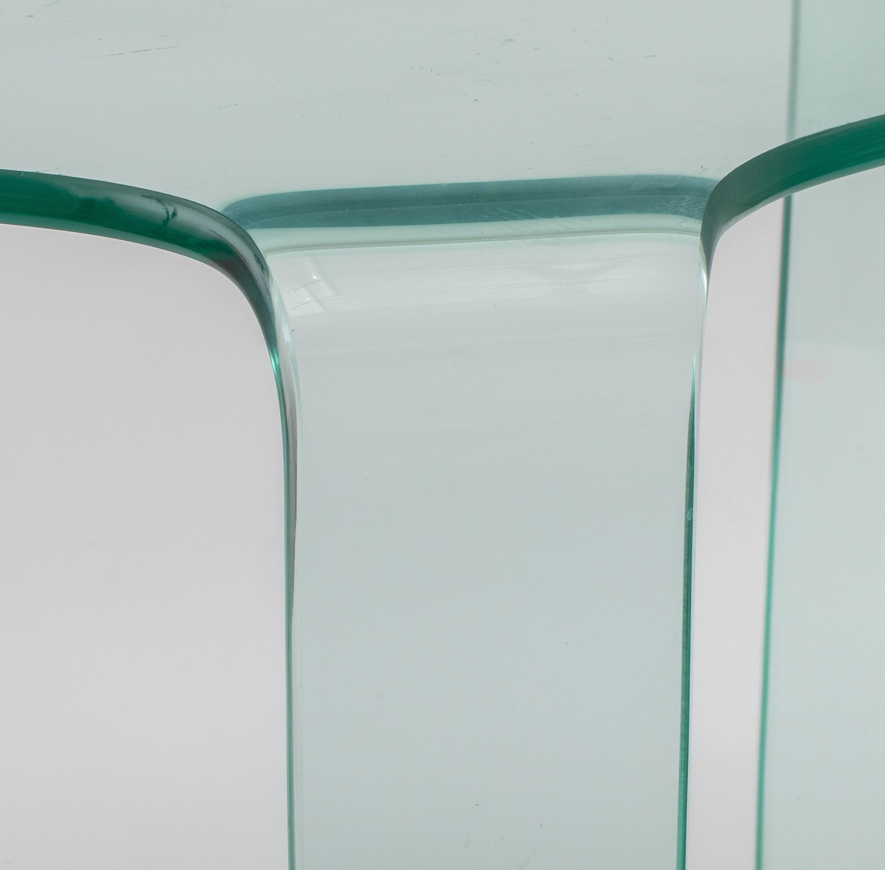 Italian Fiam Modern Glass Side Tables, Pair 4