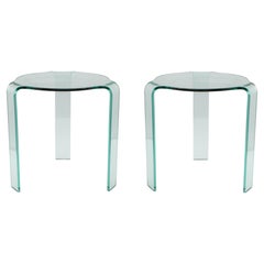 Italian Fiam Modern Glass Side Tables, Pair