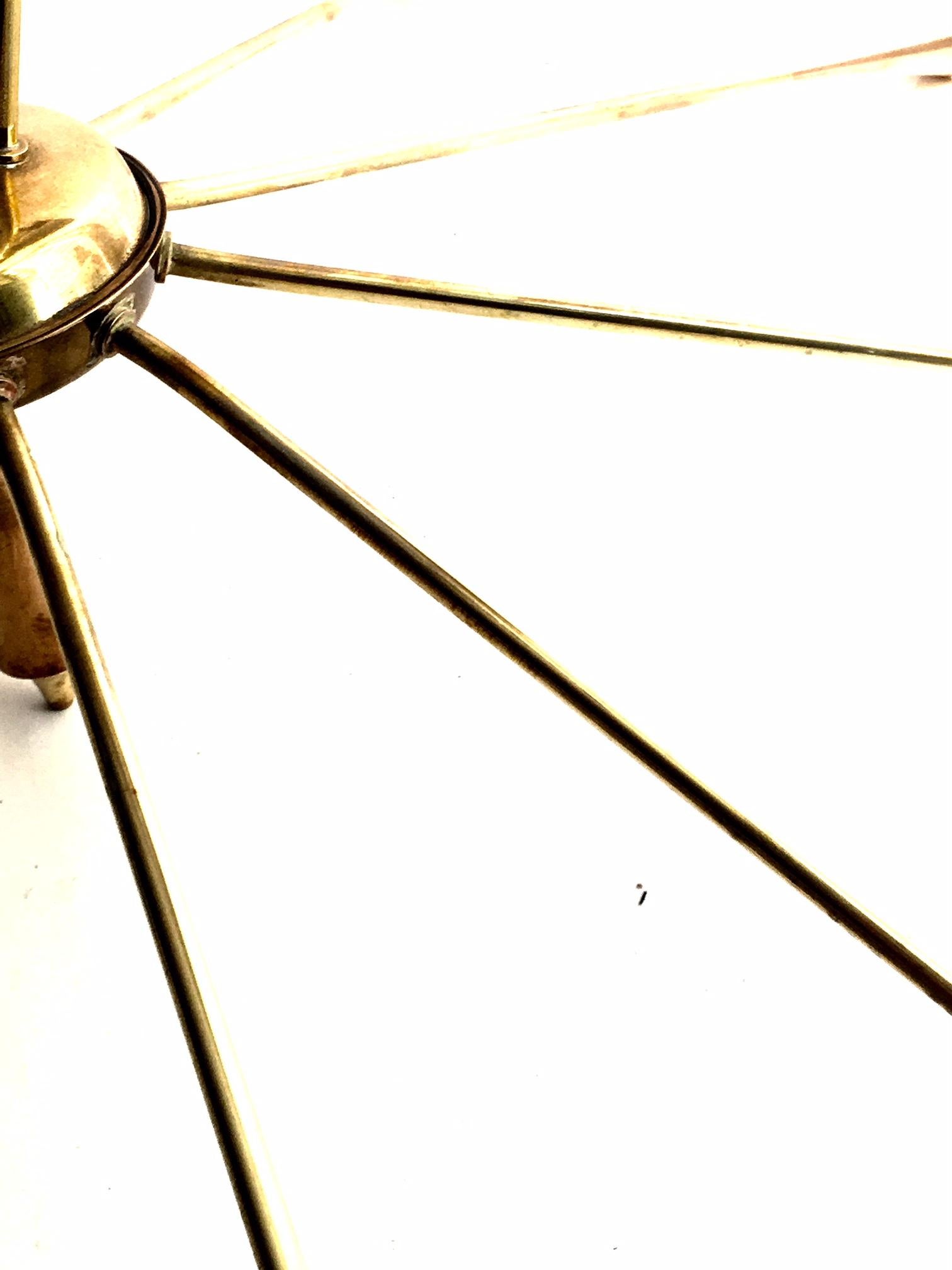 Brass Italian Fifteen-Arm Sputnik Chandelier, 1950s