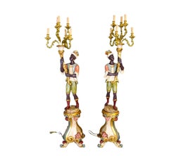 Italian Figural Standing Candelabra Floor Lamp, Early 20th Century
