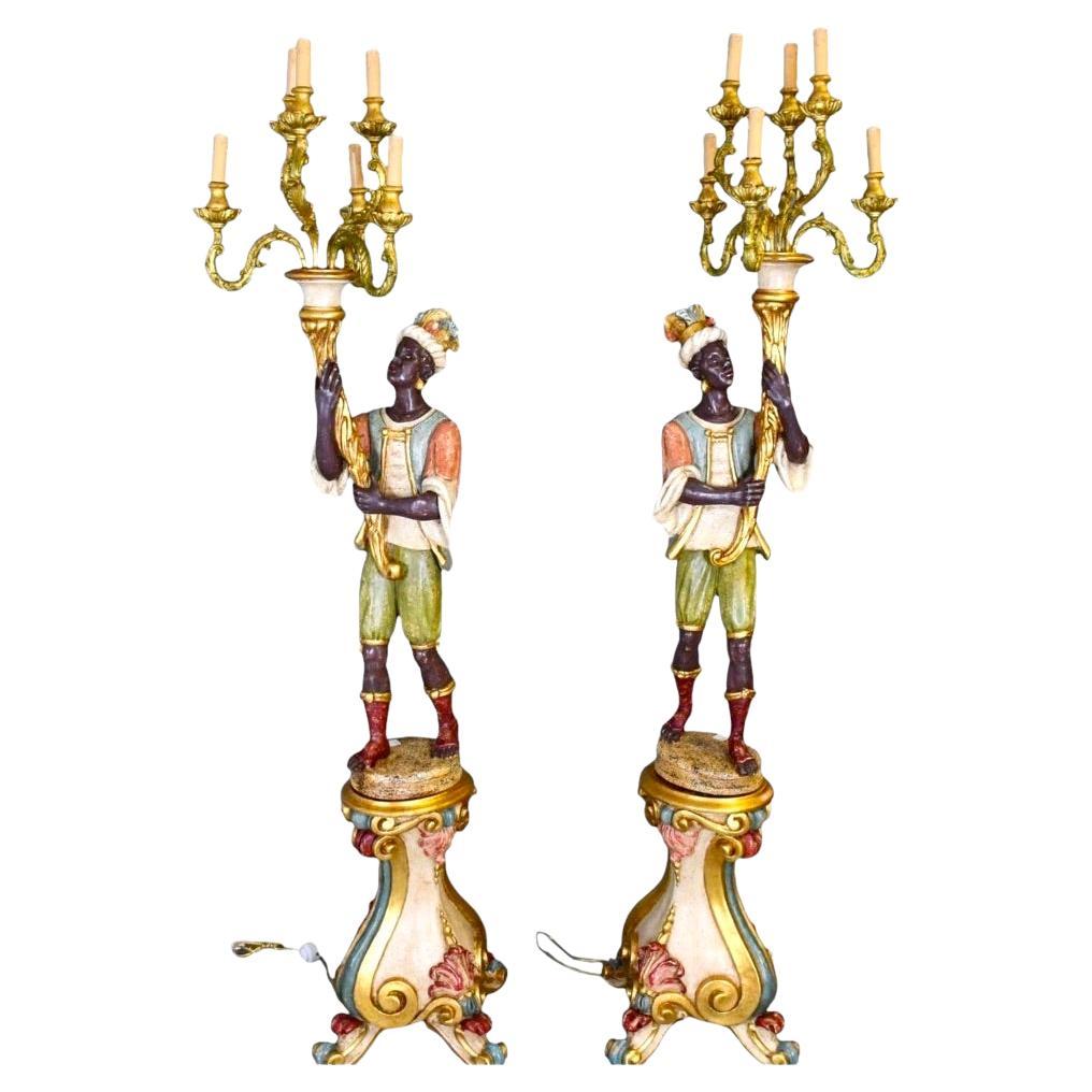 Italienische figurale stehende italienische Kandelaber-Stehlampe, frühes 20. Jahrhundert im Angebot