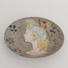 Italian Figurative Earthenware Wall Plate, Italy 1950s