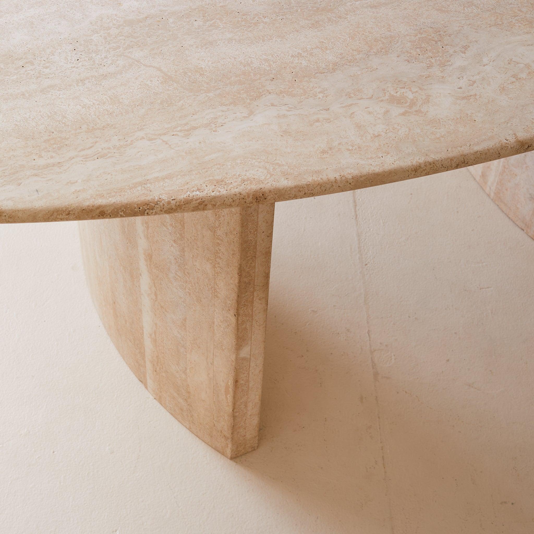 Italian Filled Travertine Oval Dining Table, 1970s For Sale 5