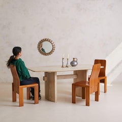 Italian Filled Travertine Oval Dining Table, 1970s