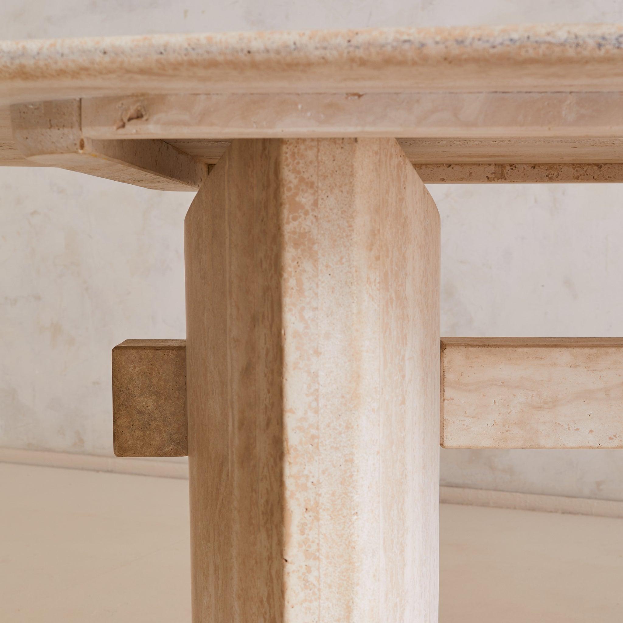 Italian Filled Travertine Oval Dining Table, 1970s For Sale 3