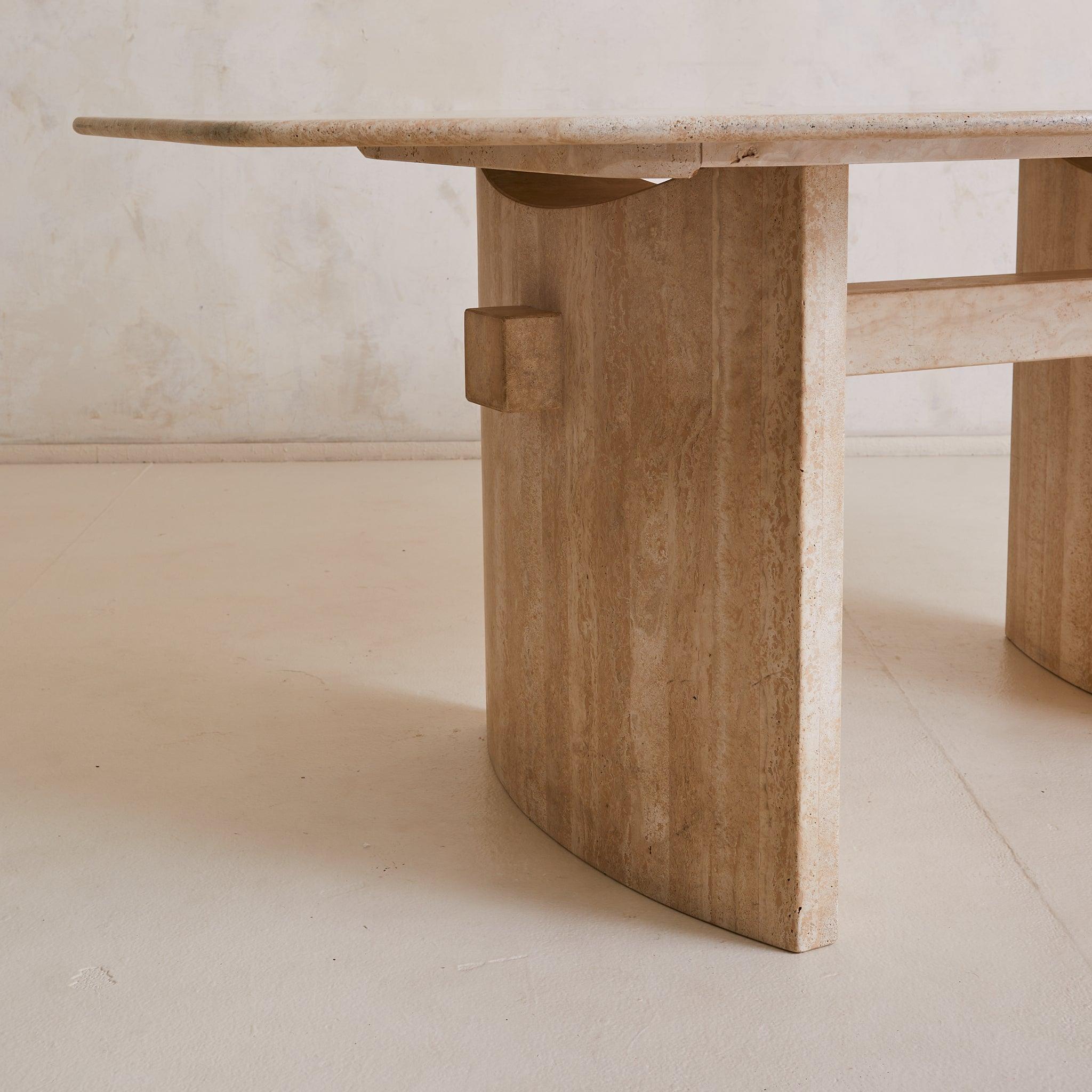 Italian Filled Travertine Oval Dining Table, 1970s For Sale 4