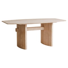 Italian Filled Travertine Oval Dining Table, 1970s