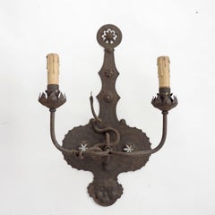 Italian Finely Engraved Art Deco Wrought Iron Appliques, 1920s