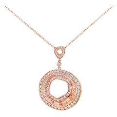 Italian Designer 14k Rose Gold Diamond Pendant Necklace by Finney